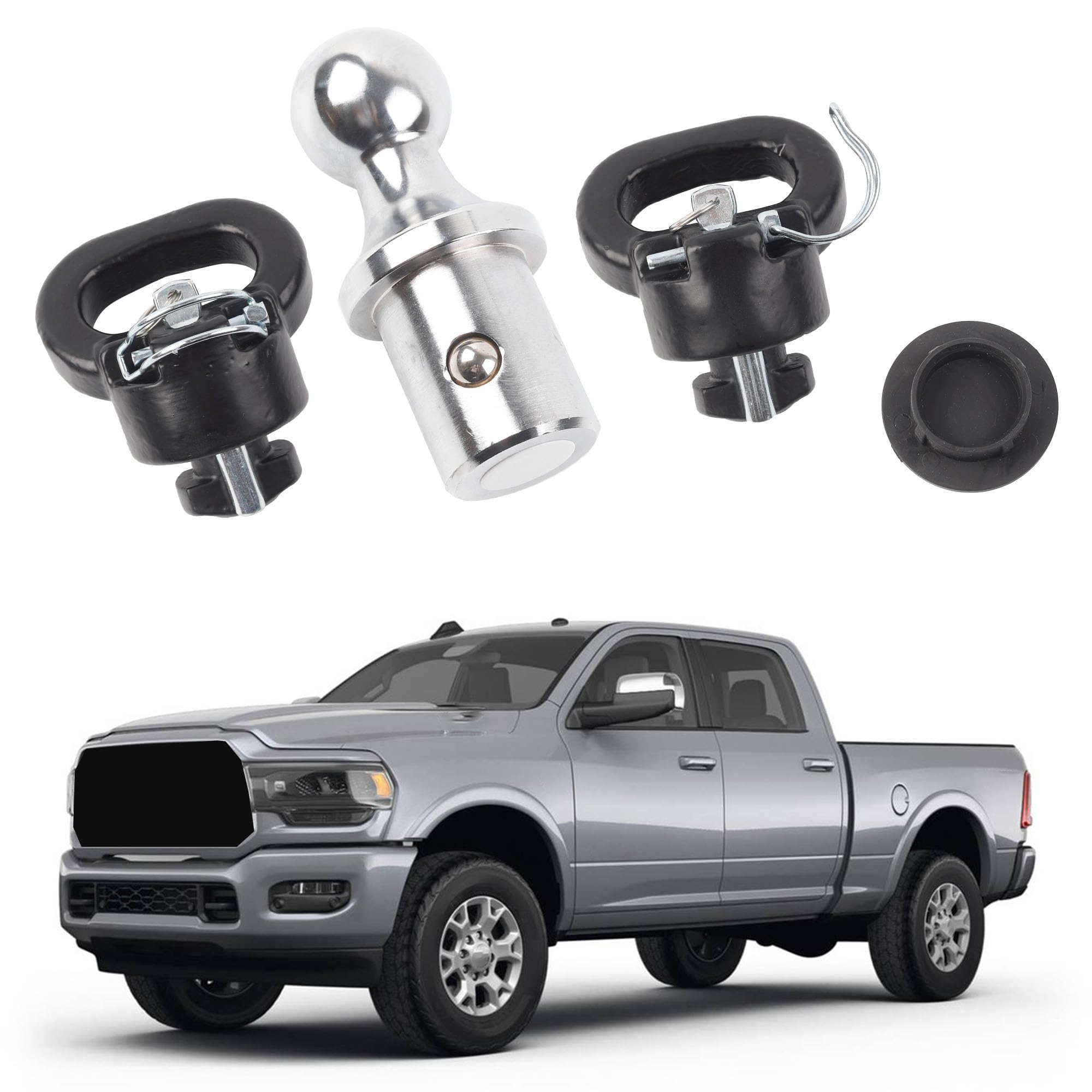 Dasbecan 60618 Gooseneck Ball Safety Chain Kit Gooseneck Hitch Kit 30K 2-5/16-Inch Compatible with 2013-2024 Ram 2500 3500