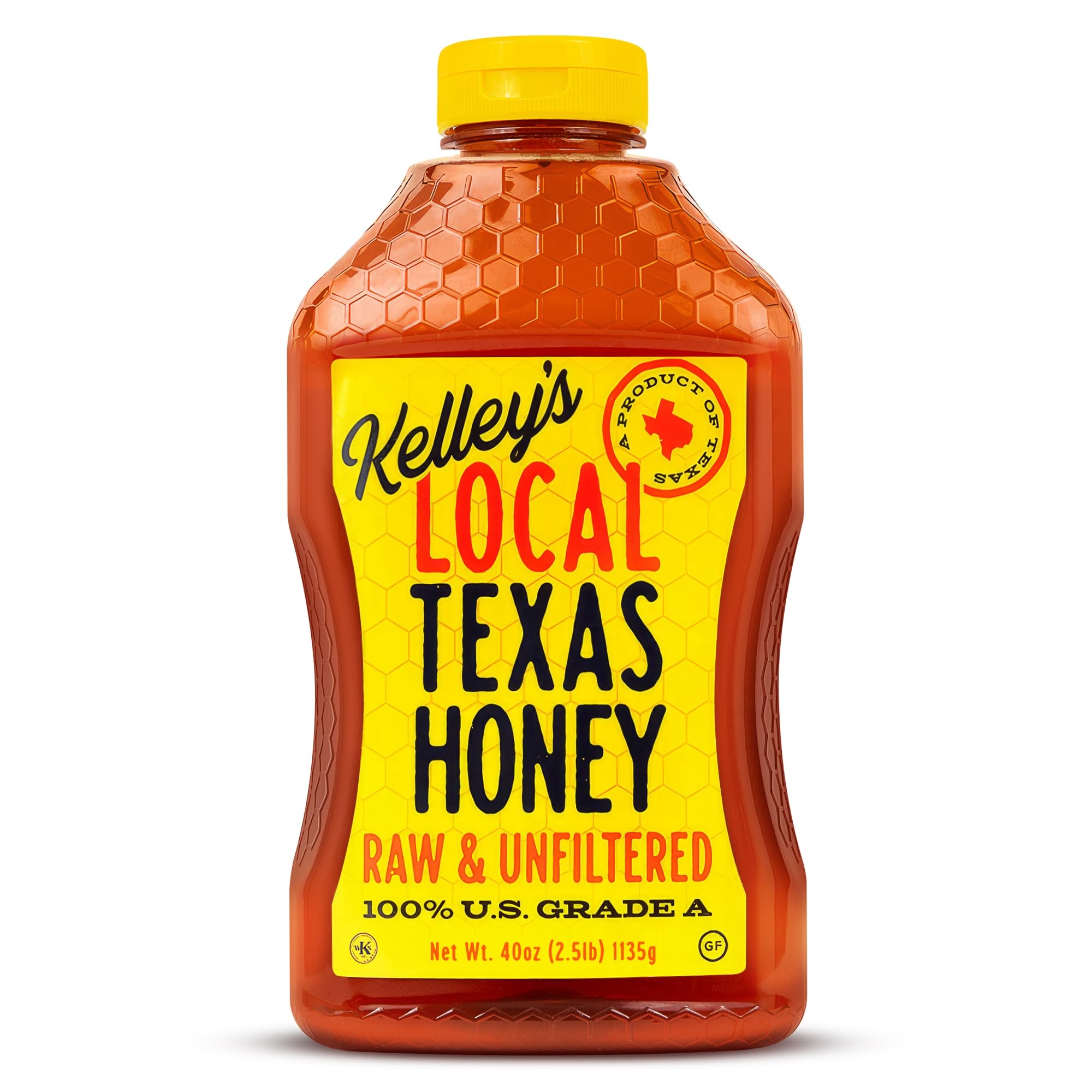 Kelley's Local Texas Honey, 40 oz – 100% Pure, Raw & Unfiltered – All-Natural American Honey for Tea, Smoothies, Yogurt, Toasts, and BBQ