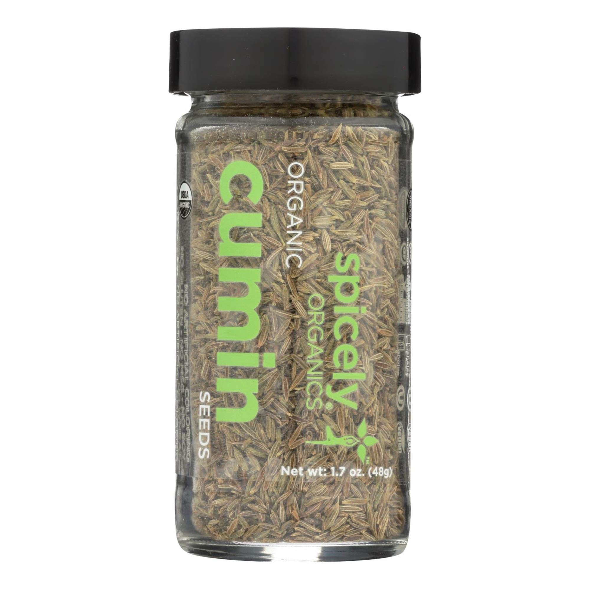 Spicely Organics USDA Certified Organic Cumin Seeds Whole, No Artificial Colors or Preservatives, Zero Sugar, Vegan Friendly, Kosher, Gluten Free & Non-GMO, 1.7 Ounce (Pack of 3)