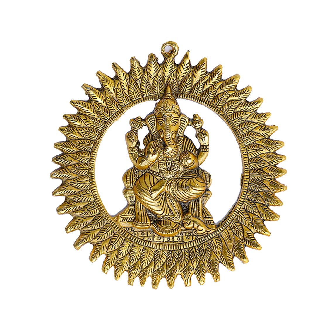 Aditri Creation Ganesha Wall Hanging Metal Ganesh Statue Round Sculpture Idol Indian Traditional Wall Hanging Décor Antique Ganpati Statue for Entrance Temple décor Puja Home Decorations (8")