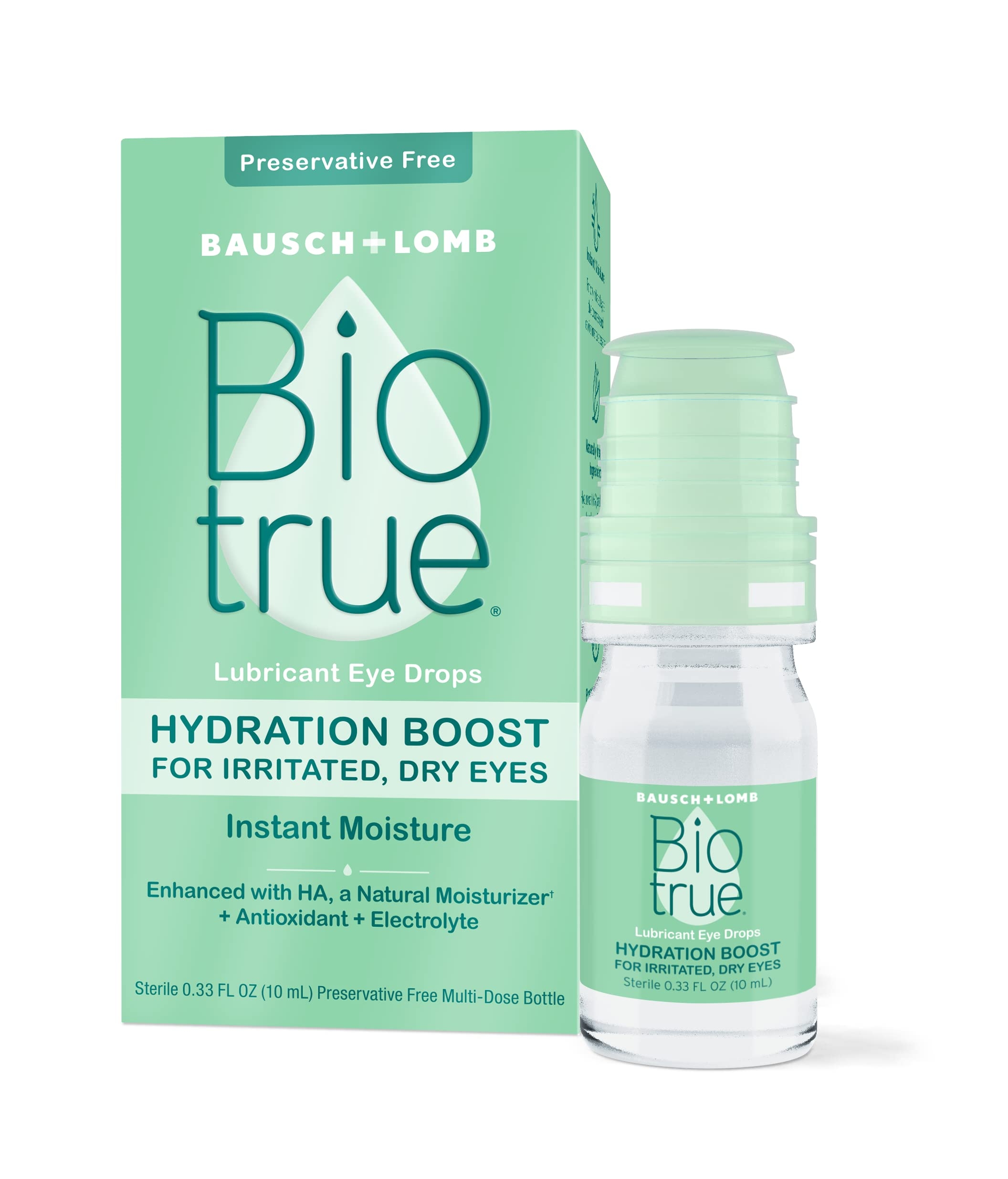 Biotrue Hydration Boost, Preservative-Free Eye Drops for Dry Eyes, Instantly Moisturizes, Clears and Rehydrates, Contact Lens Friendly, Refresh & Relieve Eye Irritation, 0.33 FL Oz (Pack of 1)