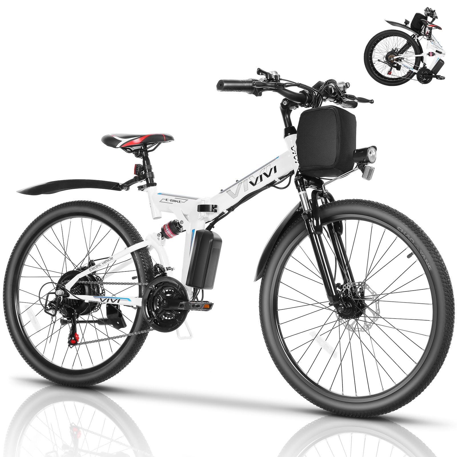 Vivi Electric Bike for Adults 26" Ebike, 500W Folding Electric Bike, 20MPH Adult Electric Bicycles with Removable 48V Battery, Up to 50Miles Range, Cruise Control, Dual Shock Absorber, UL 2849