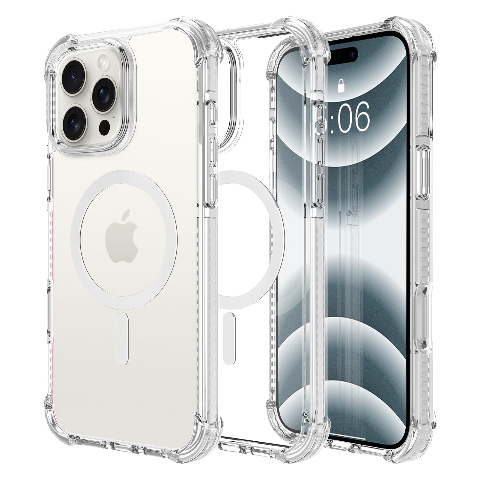 OOK Case for iPhone 16 Pro Max, Magnetic White Clear Case [Compatible with MagSafe] Slim Anti-Scratch Shockproof Protective TPU Bumper Acrylic Cover for 6.9 inch