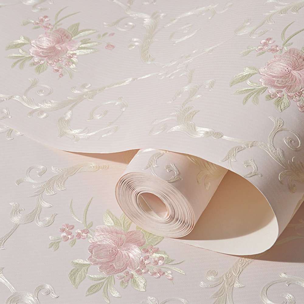 GLOW4U Non-Woven Decorative Flower Contact Paper Self Adhesive Luxury Embossed Floral Peel and Stick Wallpaper for Wall Livingroom Bedroom Crafts Wall Decor 20.83 Inches by 9.8 Feet