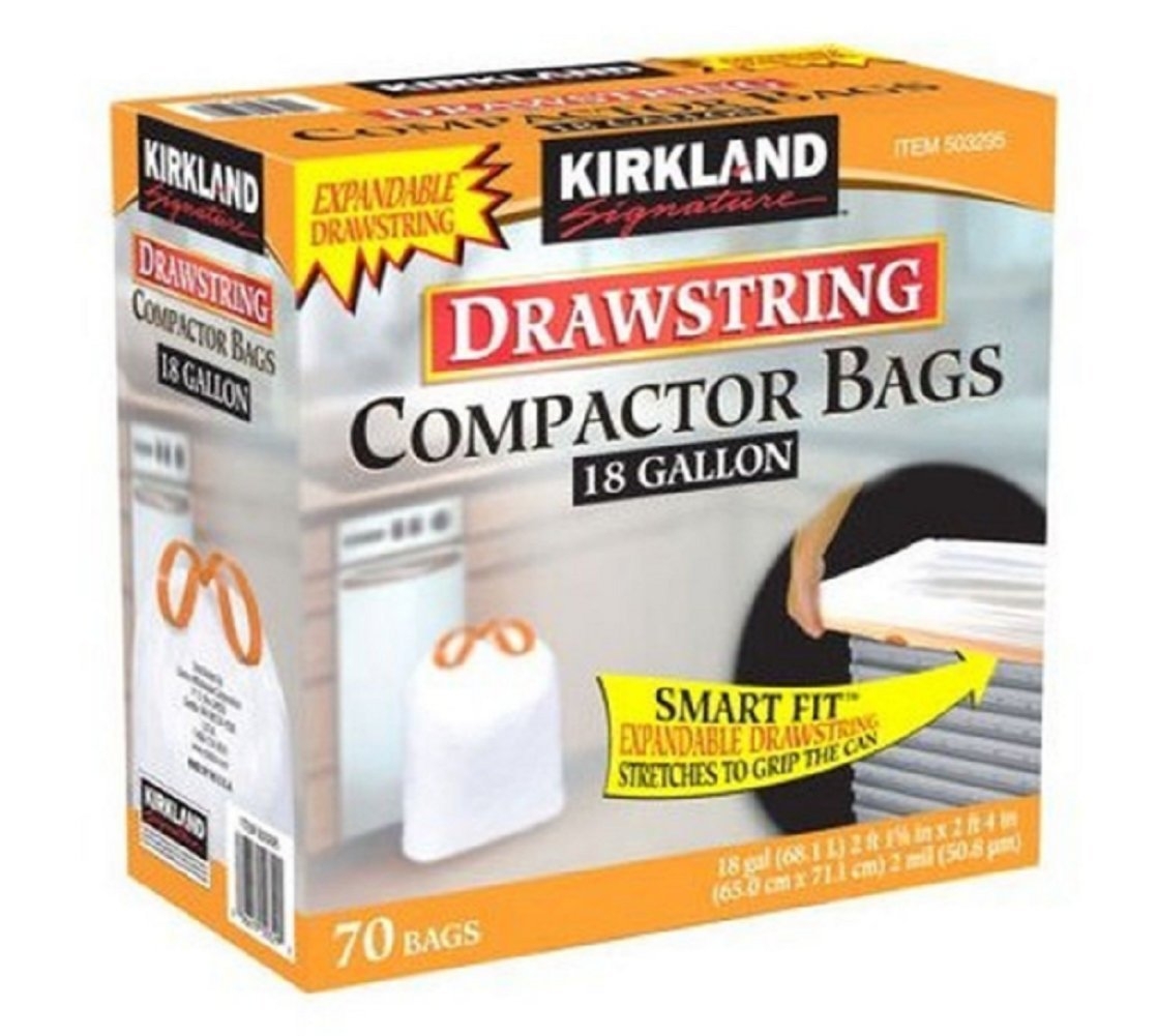 Watchy Shop Compactor Bags 18 Gallon Smart Fit Gripping Drawstring 70 ct,Thickness: 2.0 mil,Dimensions: 25.625" x 28"
