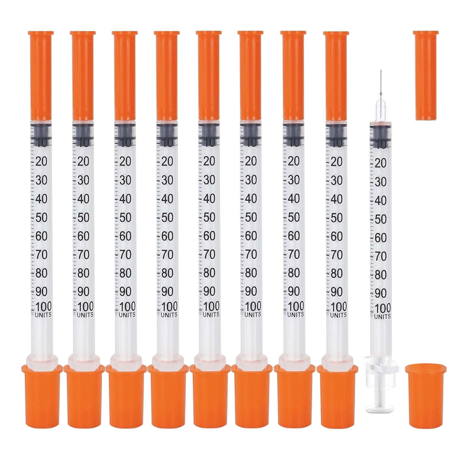 U-100 Syringes with Needle - 31G 1cc 5/16 Inch(8mm) Disposable Syringe, Individual Wrapped, 30PACK (1CC 31G 5/16"-30PACK)