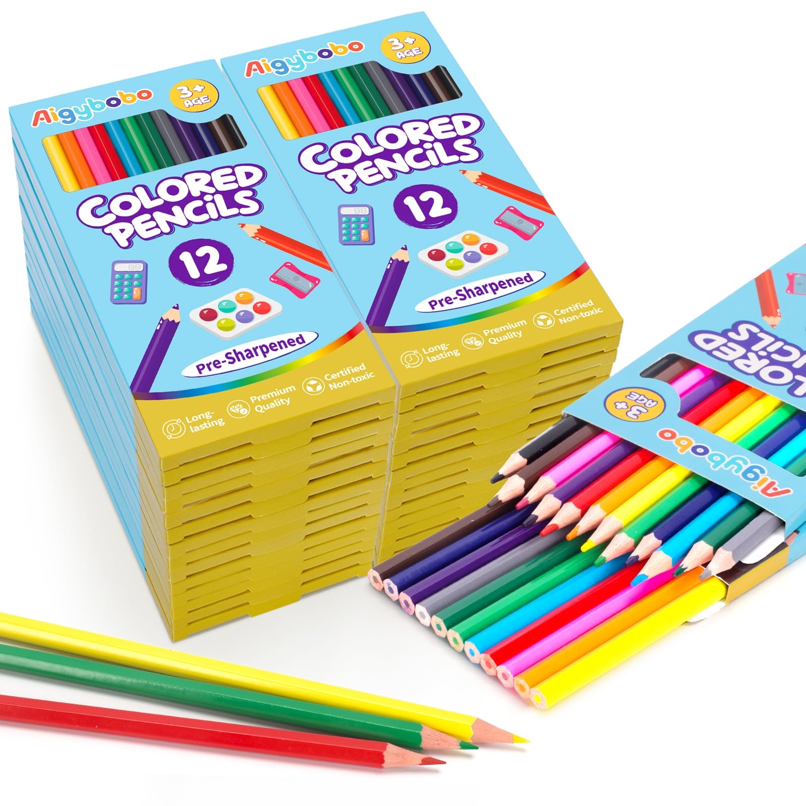 Aigybobo 360 Count Colored Pencils Bulk, 30 Pack Colored Pencils for Kids 12 Colors, Pre-sharpened Color Pencils, Bulk Coloring Pencils School Supplies for Teachers, Classroom Prizes, Art Supplies