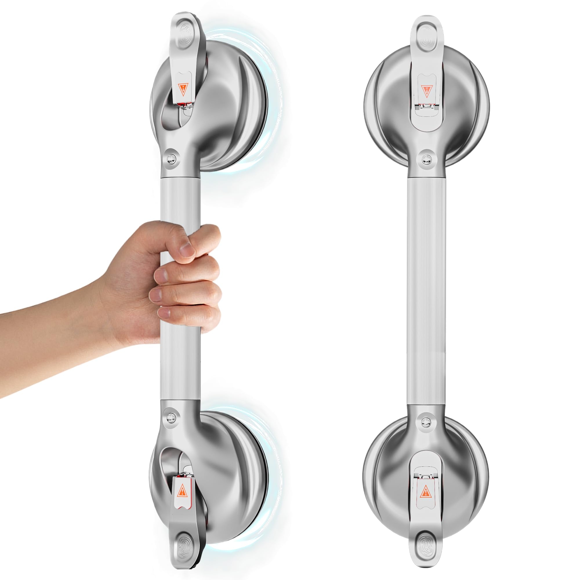 DAILYLIFE Shower Grab Bar for Bathtubs and Showers, 19 inch Heavy Duty Shower Handle with Strong Suction Cup, 300lbs Safety Shower Handrails for Seniors and Elderly, Silver