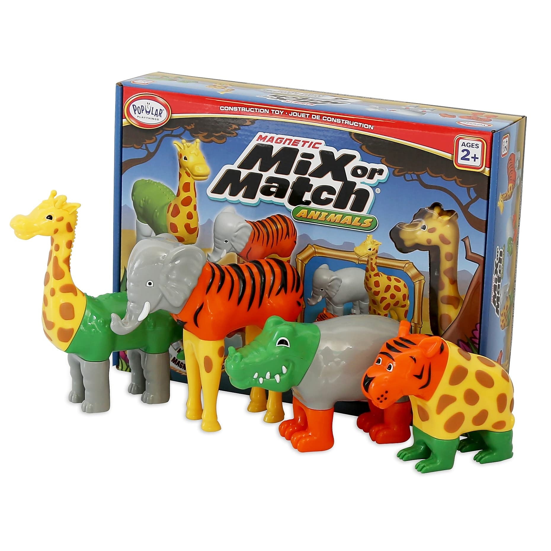 Magnetic Mix or Match Jungle Animals Toy Play Set, 16 Pieces