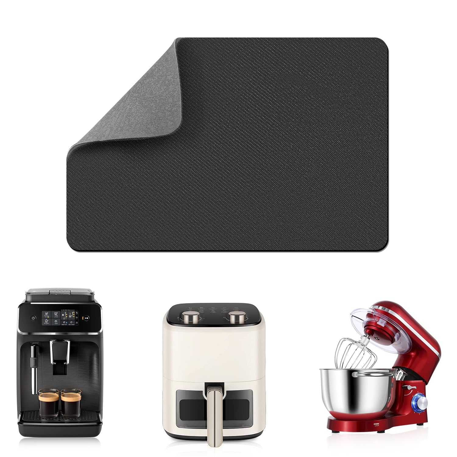 LOPNUR 14"x10" Small Appliance Slider, Appliance Sliders for Kitchen Appliances, 360° Rotating Sliding Tray for Coffee Maker, Heat Resistant Mat Cut to Fit Stand Mixer Air Fryer Microwave, Gray