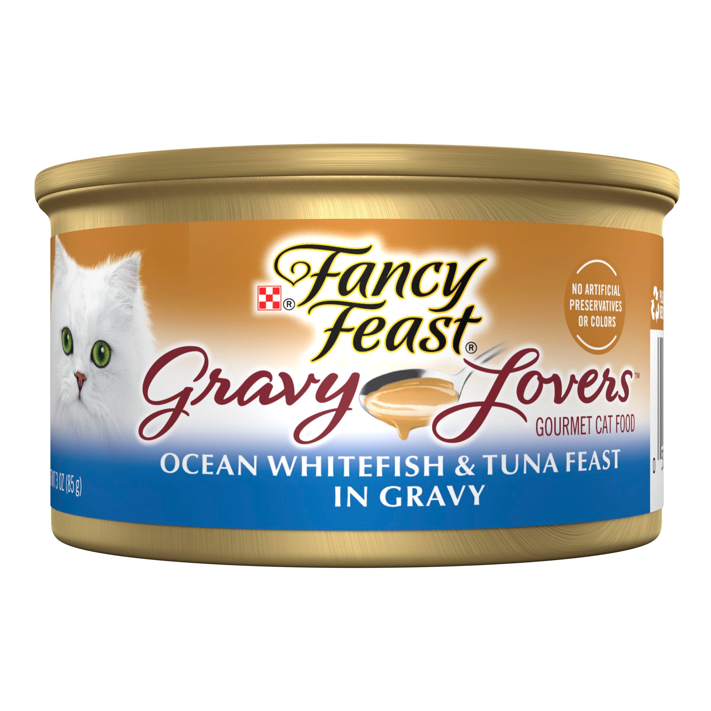 Purina Fancy Feast Gravy Lovers Ocean Whitefish and Tuna Feast Grilled Gourmet Cat Food in Wet Cat Food Gravy - (Pack of 24) 3 oz. Cans