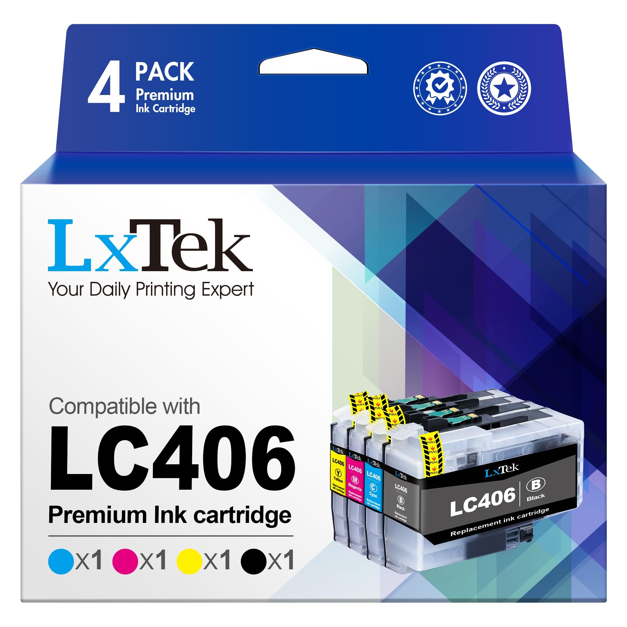 LC406 Ink Cartridges for Brother Printer Compatible for Brother LC406 Ink Cartridges LC406XL LC 406 406XL for MFC-J4335DW MFC-J5855DW MFC-J4535DW MFC-J6555DW MFC-J6955DW Printer(4 Pack)