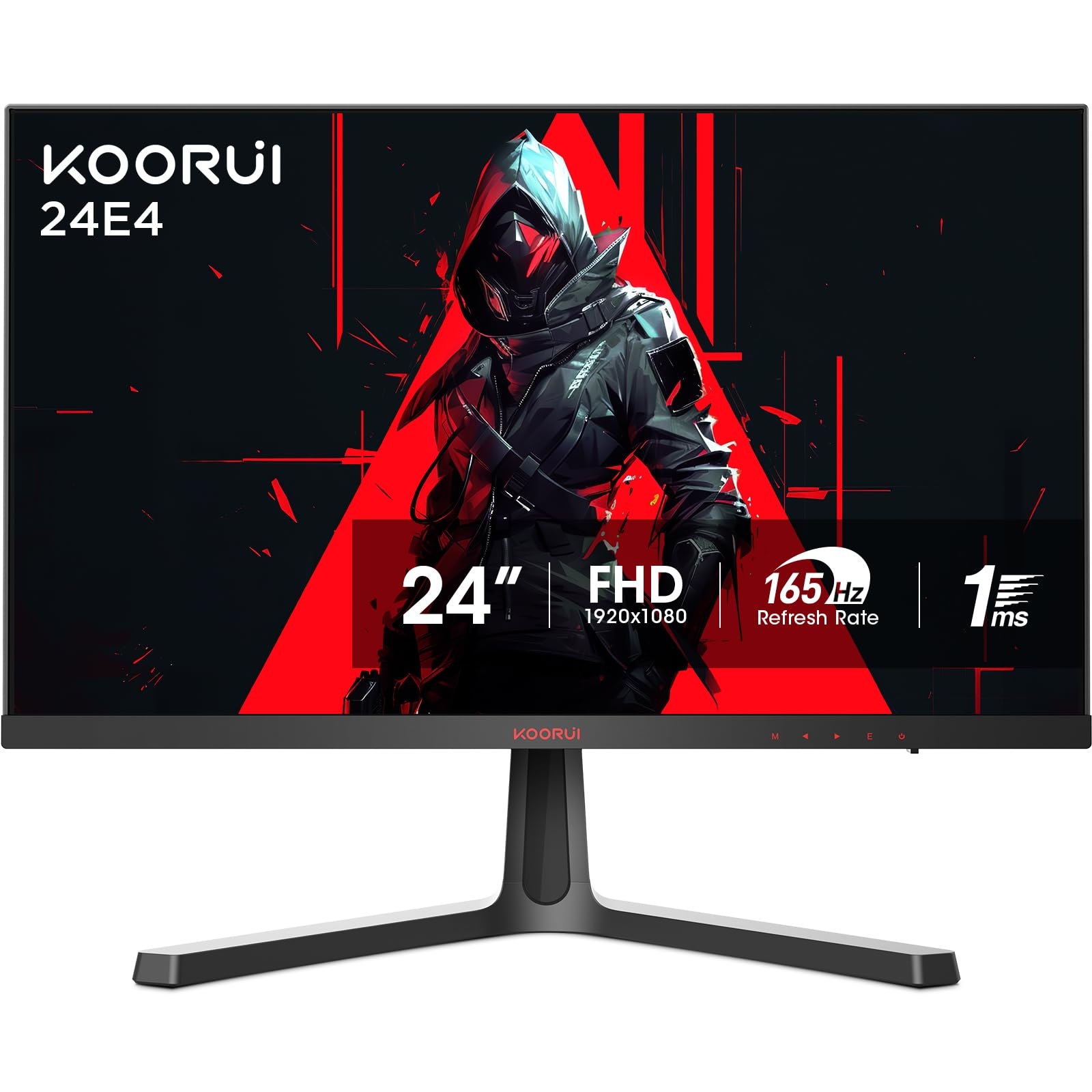KOORUI 24 Inch Gaming Monitor -FHD 1080P Computer Monitor 165Hz VA 1ms, AdaptiveSync Technology, LED Monitors with Ultra-Thin, HDMI X2 /DP, VESA Compatible, Tilt Adjustable, Eye Care 24E4