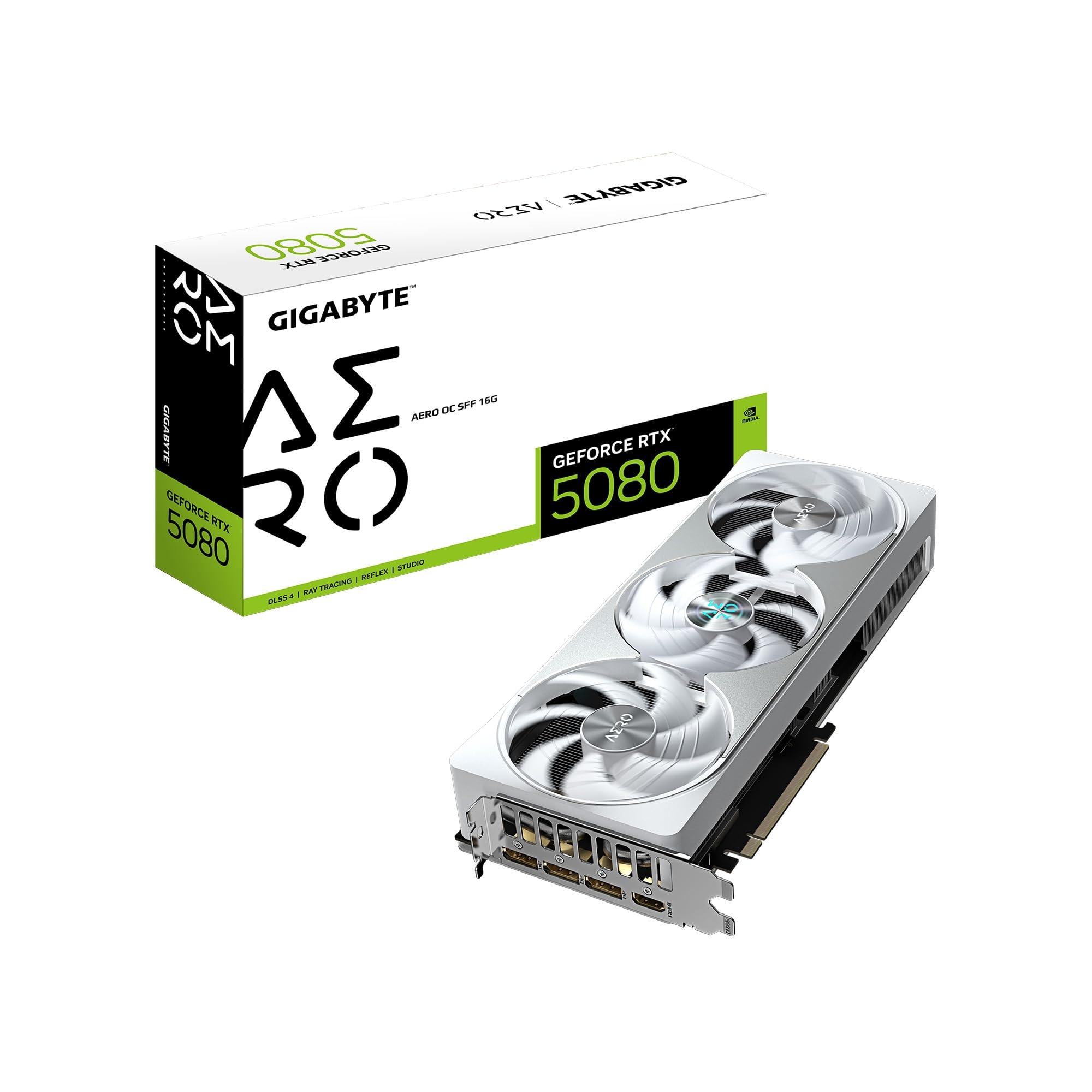 GIGABYTE GeForce RTX 5080 AERO OC SFF 16G Graphics Card, WINDFORCE Cooling System, 16GB 256-bit GDDR7, GV-N5080AERO OC-16GD Video Card