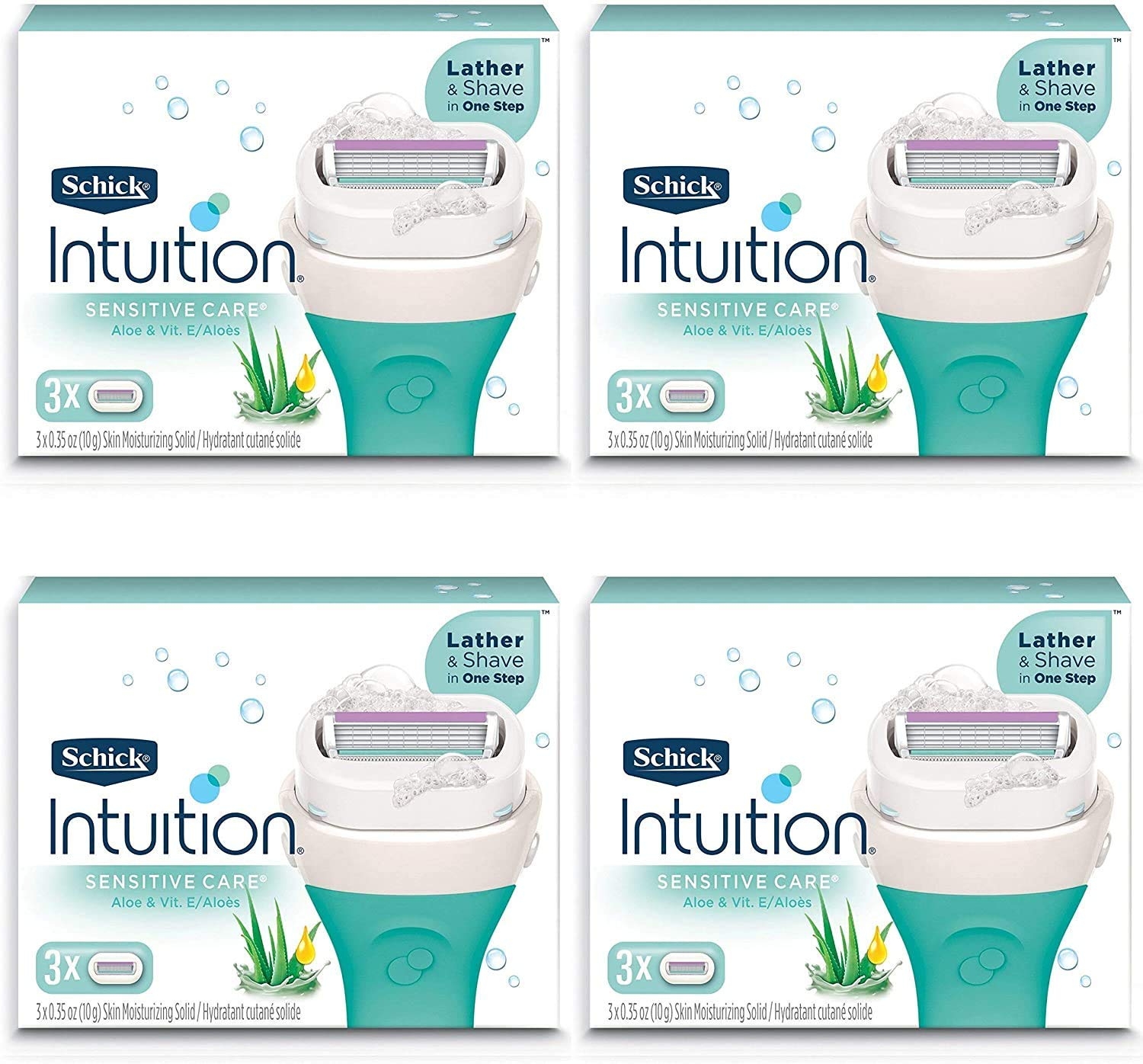 Schick Intuition Pure Nourishment Womens Razor Refills with Coconut Milk and Almond Oil, 3 Count (Pack of 4)