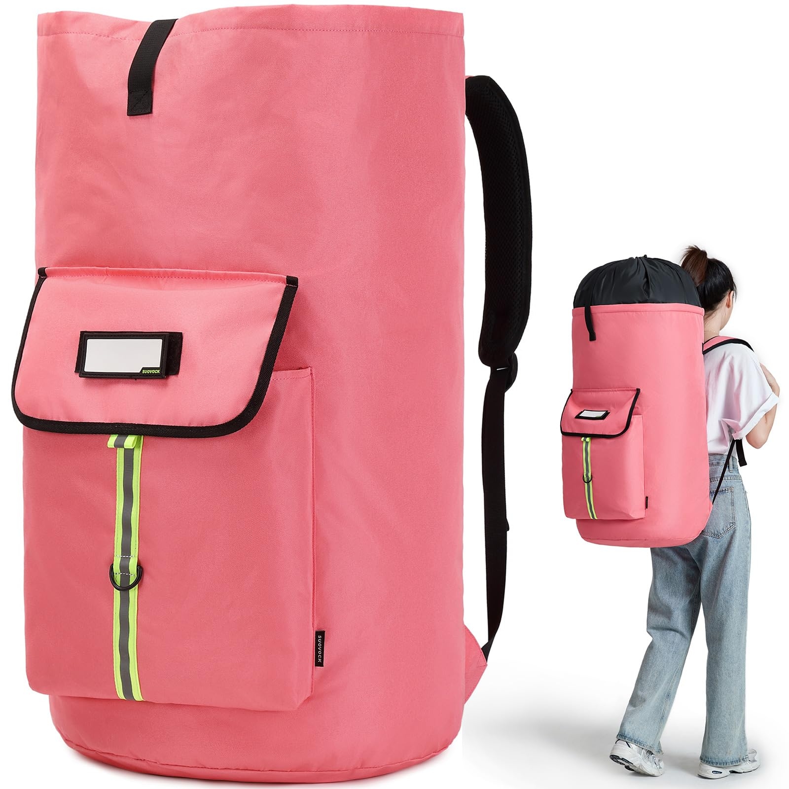 SUOVOCK laundry bag backpack, extra-large heavy duty laundry bags, laundry backpack for college students, with drawstring closure, padded shoulder straps, suitable for laundry