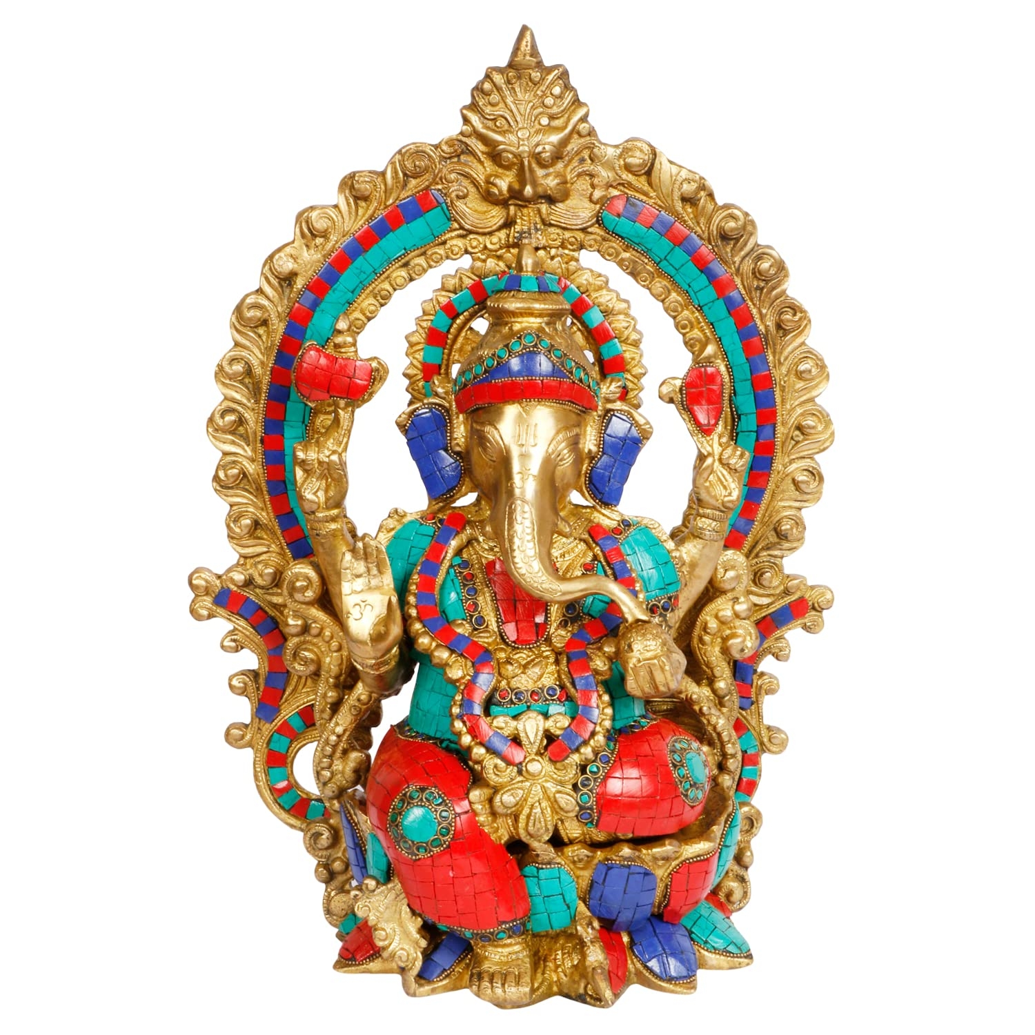 Amilav Collections Brass Ganesha Bhagwan Big Mangalkari Ganesh Statue for Home Entrance Decor Ganpati Idol Murti Marriage Gift 15 Inches