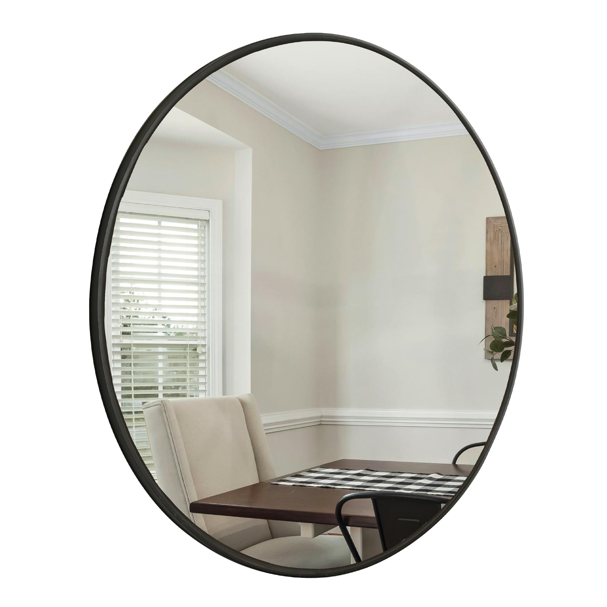 DUQIMO Round Wall Mirror 36 Inches,Large Circle Mirrors with Black Frame for Bathroom Entryway Bedroom & Living Room,Tempered Glass-Shatterproof Mirror(36" Black)