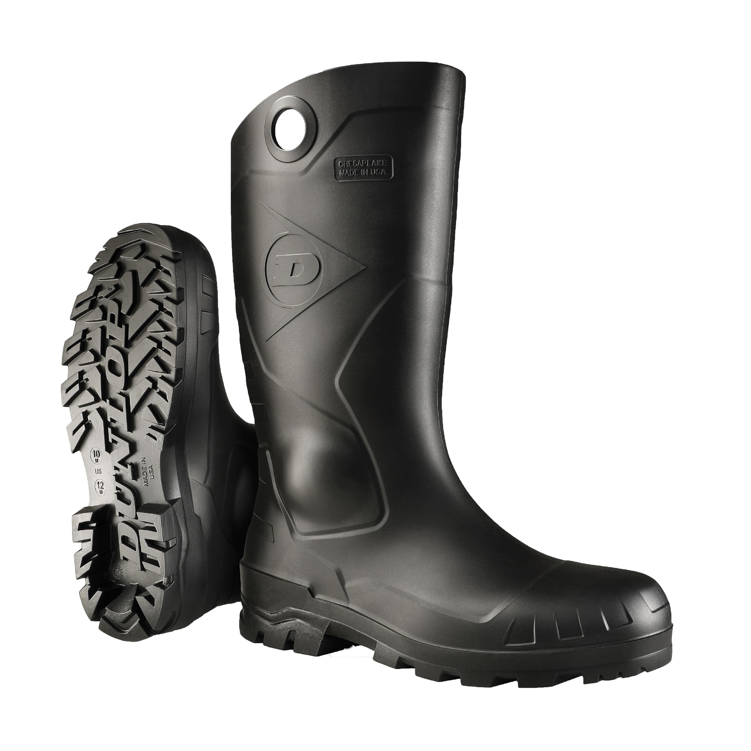 Dunlop Protective Footwear, Chesapeake plain toe Black Amazon, 100% Waterproof PVC, Lightweight and Durable