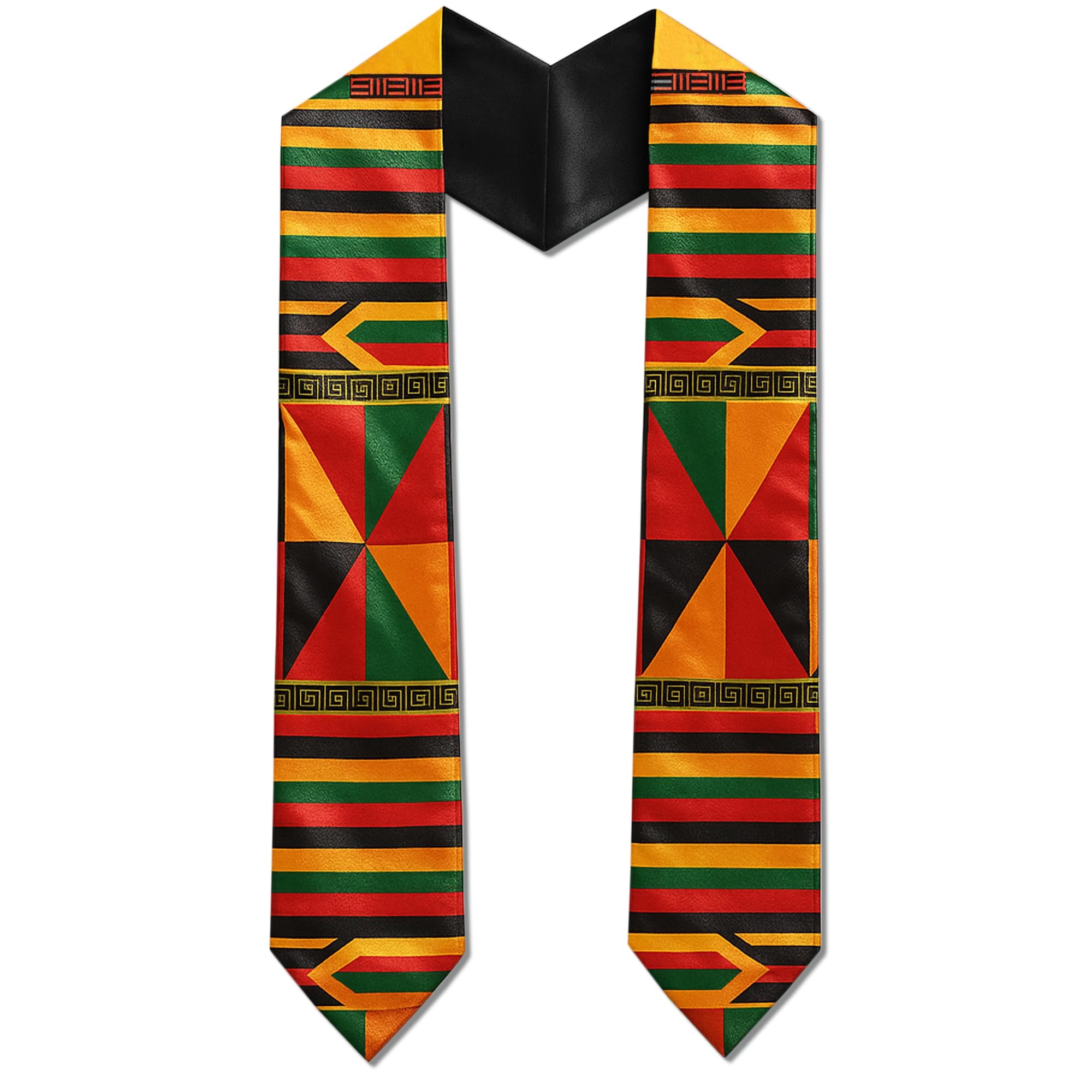 Adult Graduation Stole - Traditional African Kente Design | 60” Long Beautiful Satin Cloth
