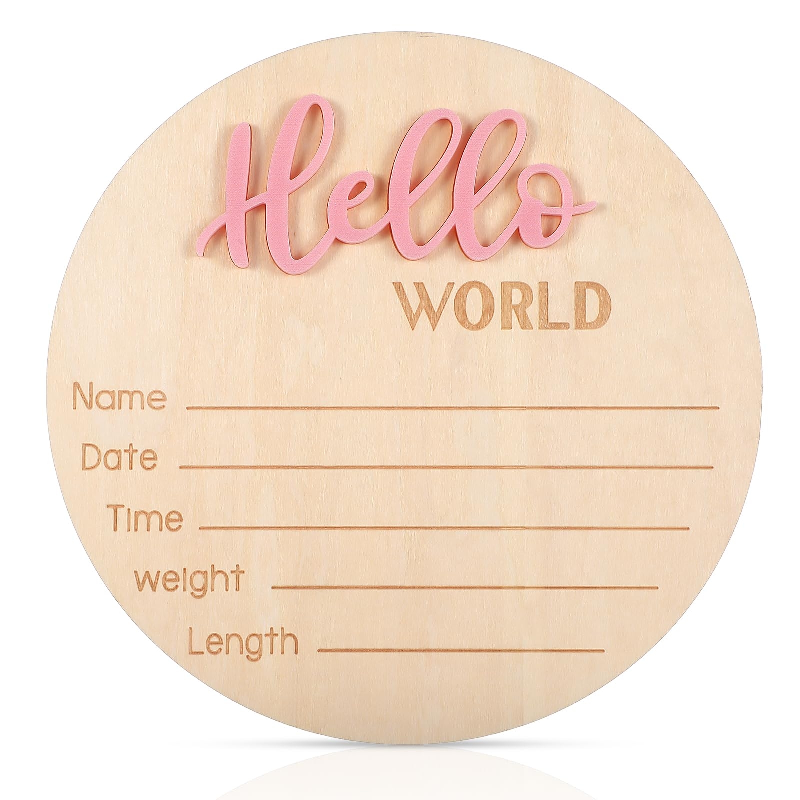 Tyqour Baby Announcement Sign 5.91 Inch Hello World Newborn Sign Welcome Baby Name Sign Newborn Announcement Sign Birth Announcement Sign For Hospital Photo Props Baby Shower Nursery(Pink)
