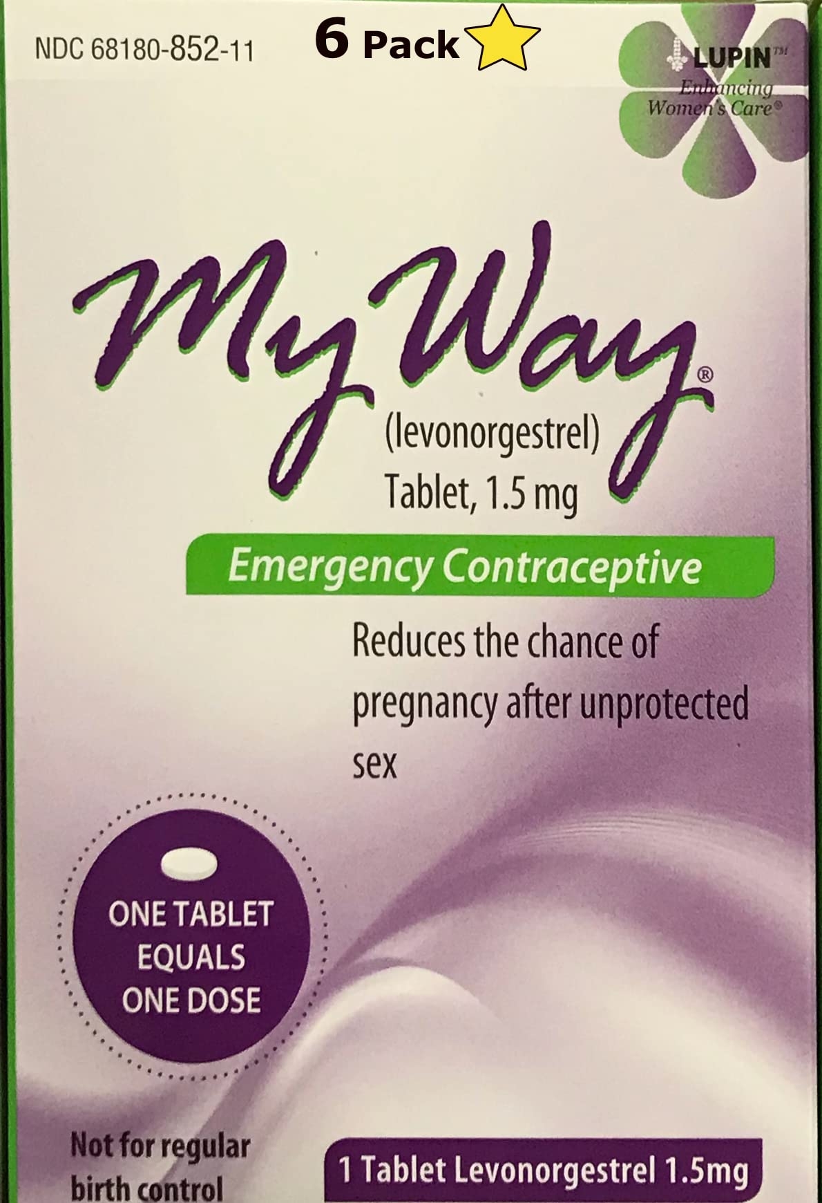 LUPIN My Way Emergency Contraceptive 1 Tablet Each (6)