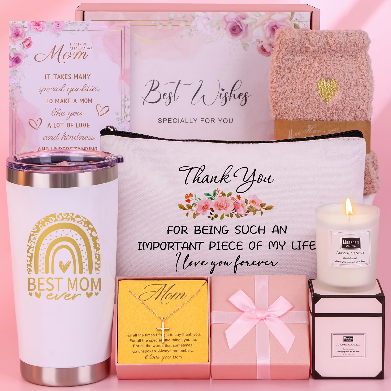 Birthday Gifts for Mom from Daughter Son - Personalized Christmas Gifts for Mom, New Mom, Mother in Law, Mama, Stepmom Gift Baskets Box, Unique Best Mom Ever Presents Ideas