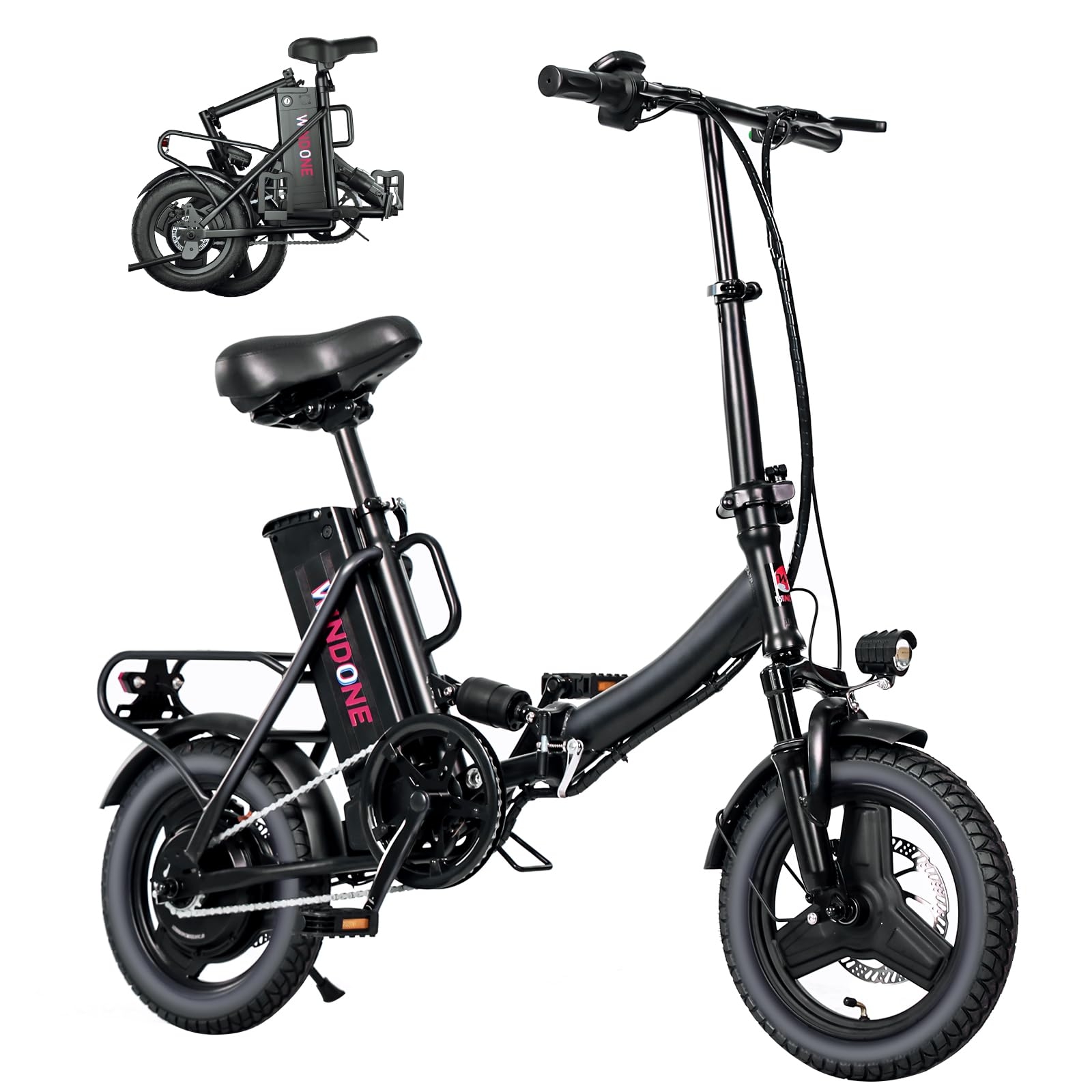 Windone S14/S16 Electric Bike for Adults, Max 19/22 MPH Speed & 28/50 Miles Range (PAS), 500W/750W Peak Motor, Foldable, Lightweight, Shock Absorbers, UL 2849 Certified Ebike