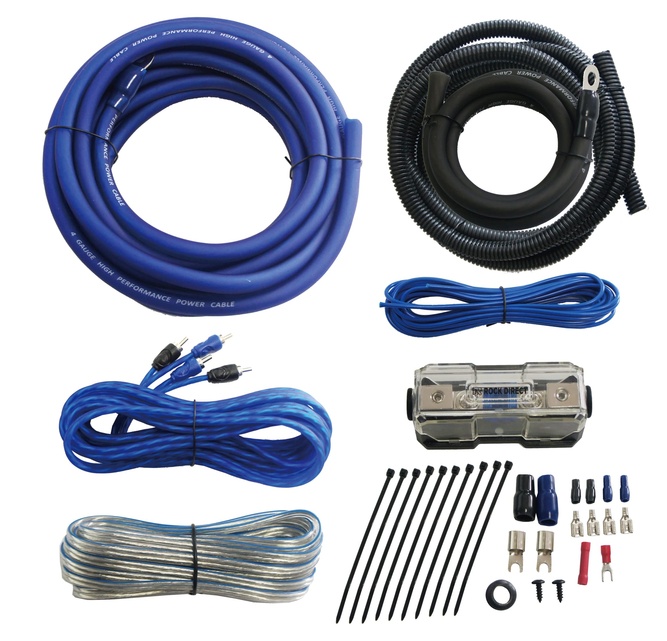 RonDexy Rock Direct True 4 Gauge Car Audio Cable Amp Wiring Kit 2 Channel CCA Power Cable Amplifier Install Wiring Kit