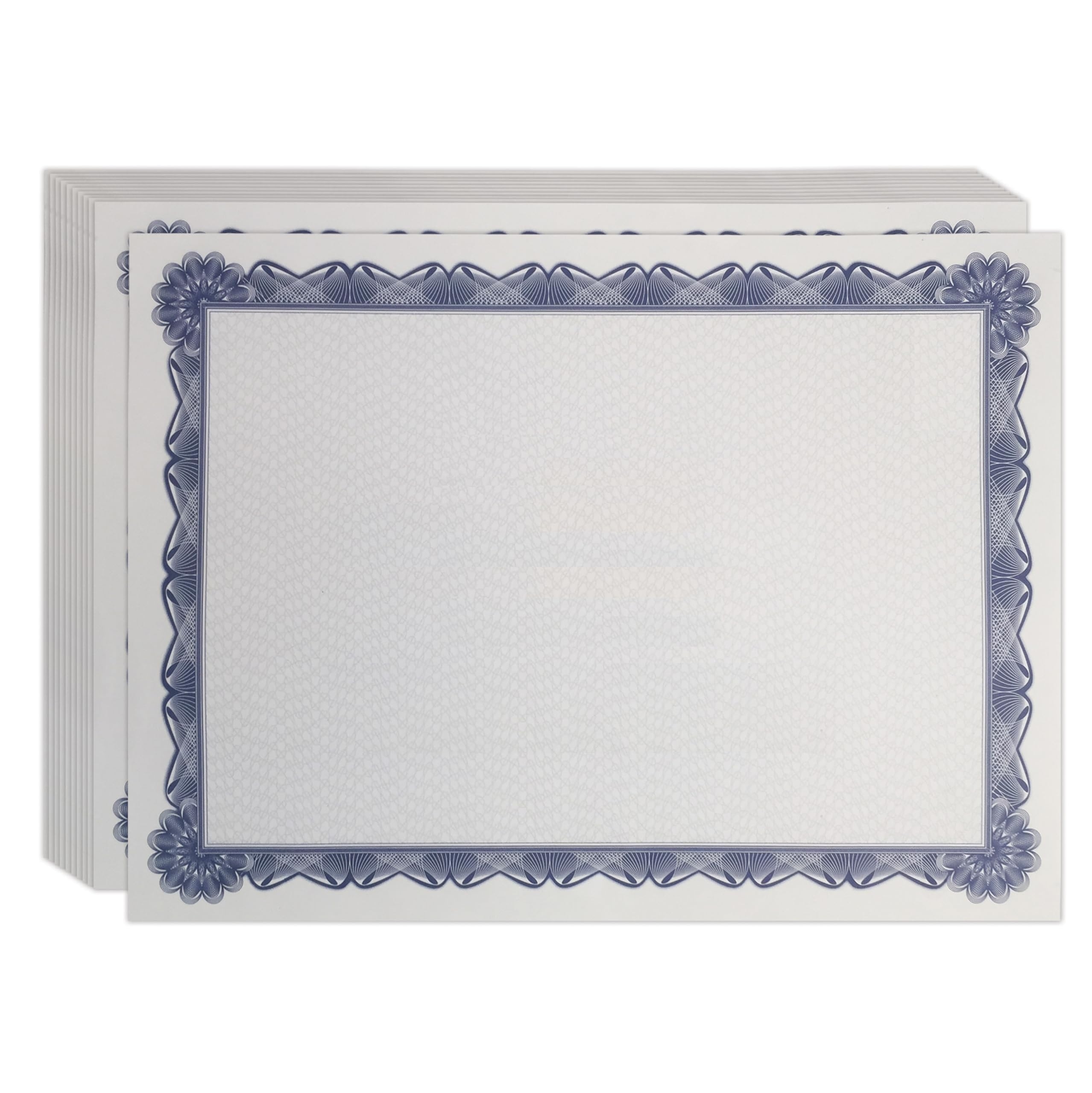 Better Office Products 100 Sheet Diploma Certificate Paper, Blue Border, Letter Size Blank Paper, Specialty Award, Laser and Inkjet Printer Friendly, 8.5 x 11 Inches, 100 Count