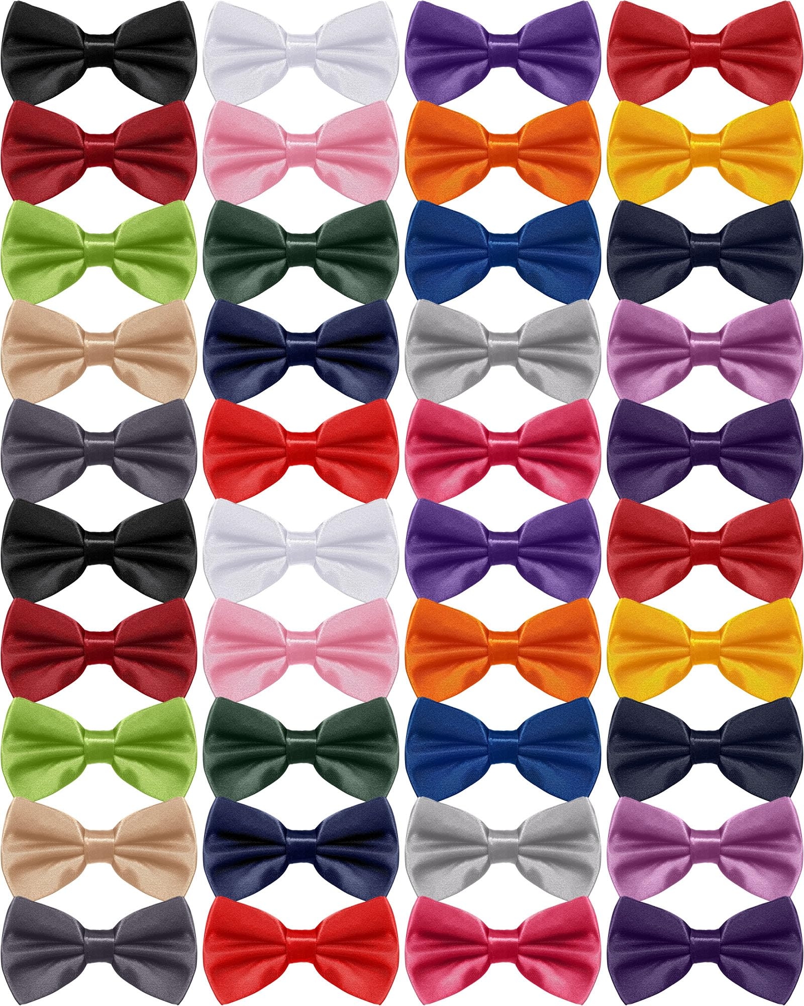 JaGely 40 Pcs Men's Bow Ties Pre Tied Tuxedo Formal Adjustable Clip On Bow Satin Bowtie for Men Costume Wedding Party