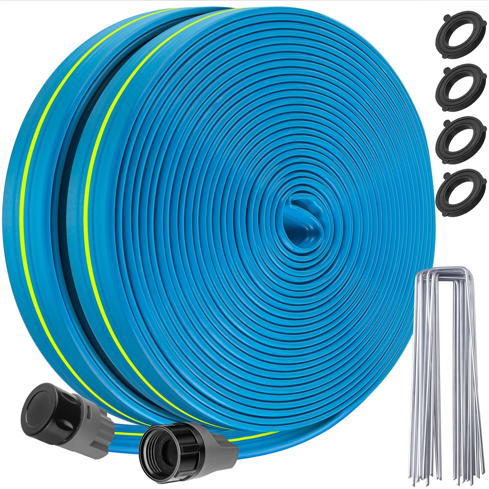 Winisok Sprinkler Hose 100FT, Heavy Duty Watering Hoses, Efficient Irrigation Tubing for Garden Lawn Sprinklers System with 40 Pack Staples