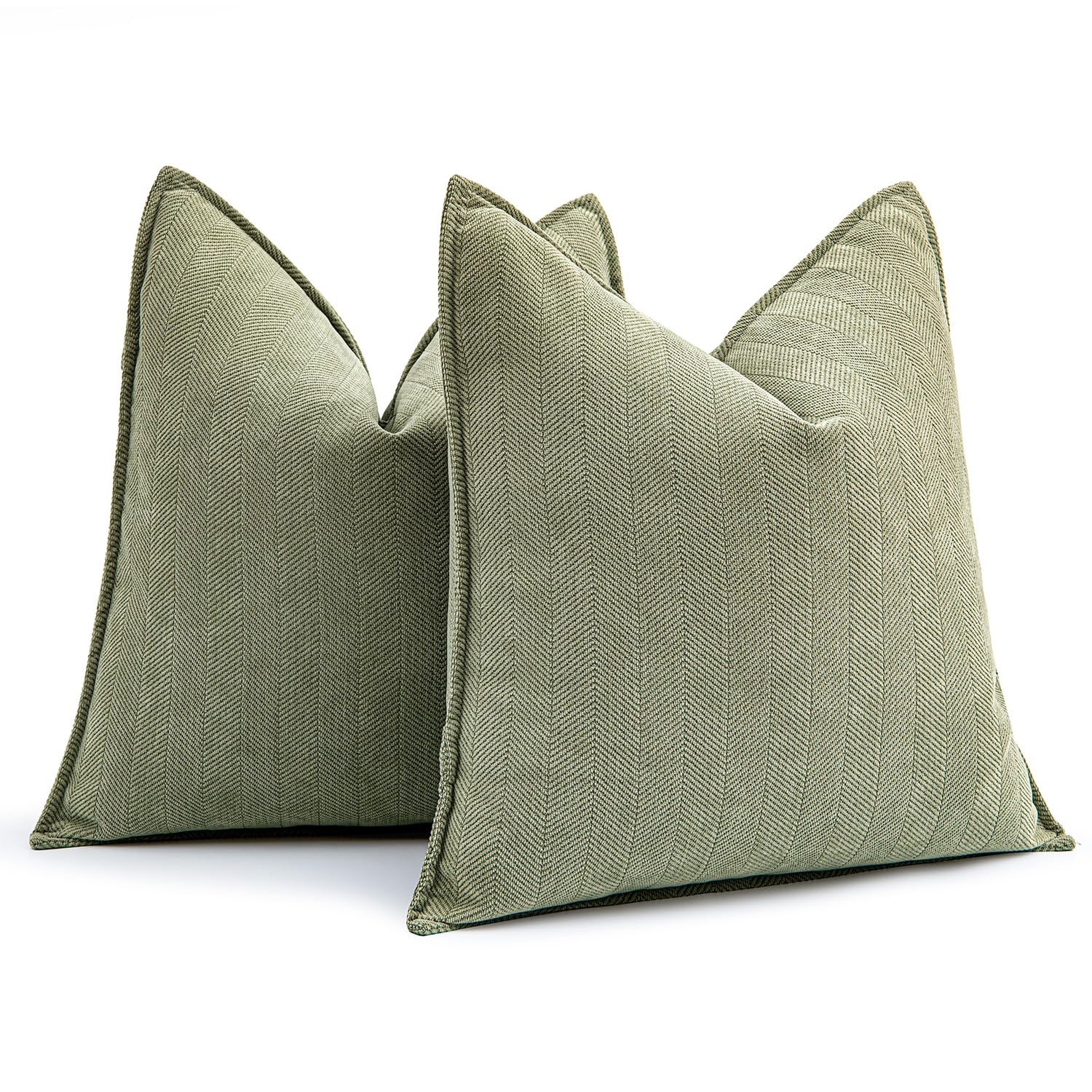 MIULEE Pack of 2 Sage Green Decorative Pillow Covers 20x20 Inch Soft Chenille Luxurious Couch Throw Pillows Farmhouse Cushion Covers with Elegant Design for Sofa Bedroom Living Room Home Decor