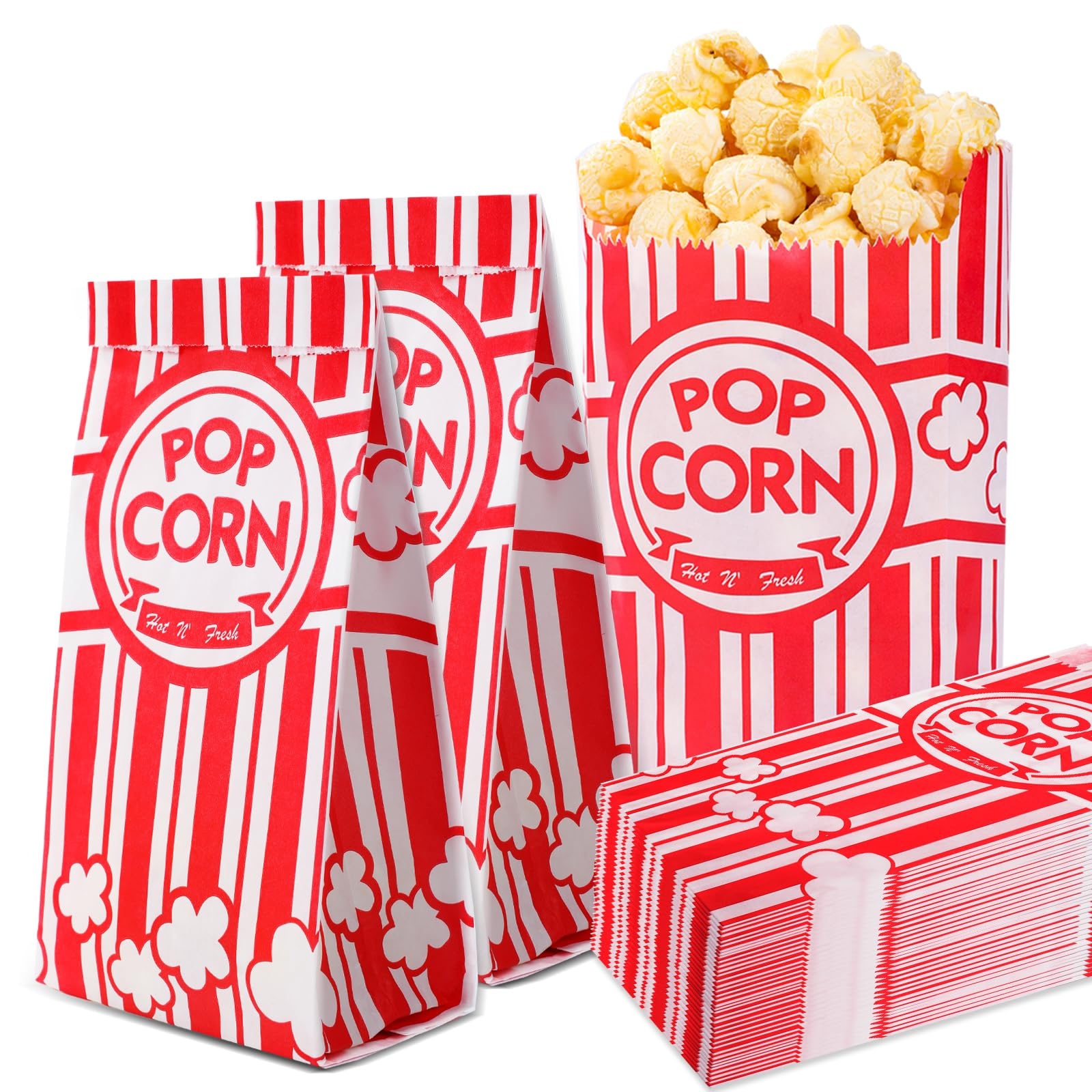 VOISEN Paper Popcorn Bags,600 Pack 1oz Popcorn Bags Individual Servings, Popcorn Bag Bulk for Popcorn Machine,Movie Nights Pop Corn Bags