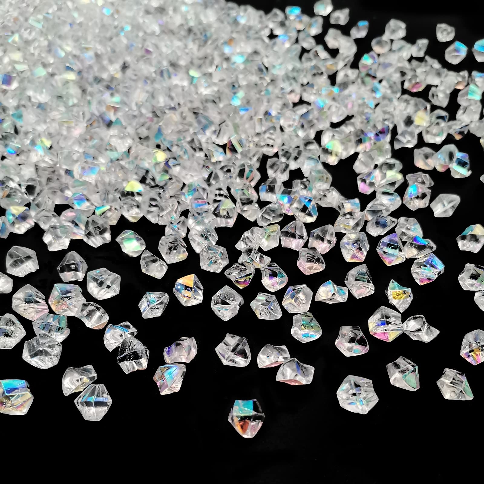 LYFJXX Iridescent Vase Filler, 1400 PCS 6 * 9 mm Acrylic Ice Cubes Acrylic Gem Plastic Diamonds Acrylic Table Centerpiece