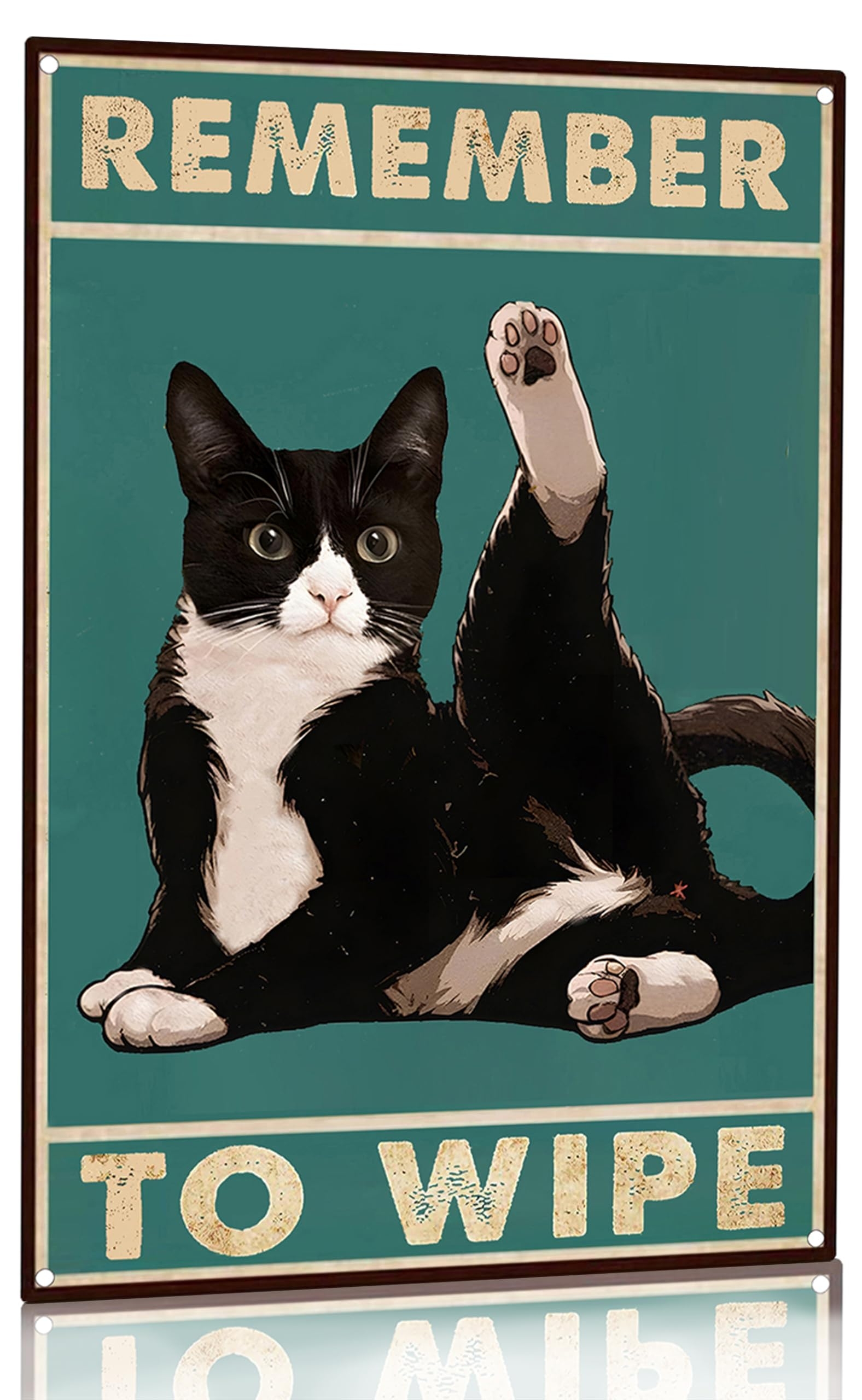 Crazysign Funny Cat Bathroom Decor Sign Tuxedo Cat Remember To Wipe Tin Sign for Bathroom Toilet Wall Decor 8x12 INCH (3155)