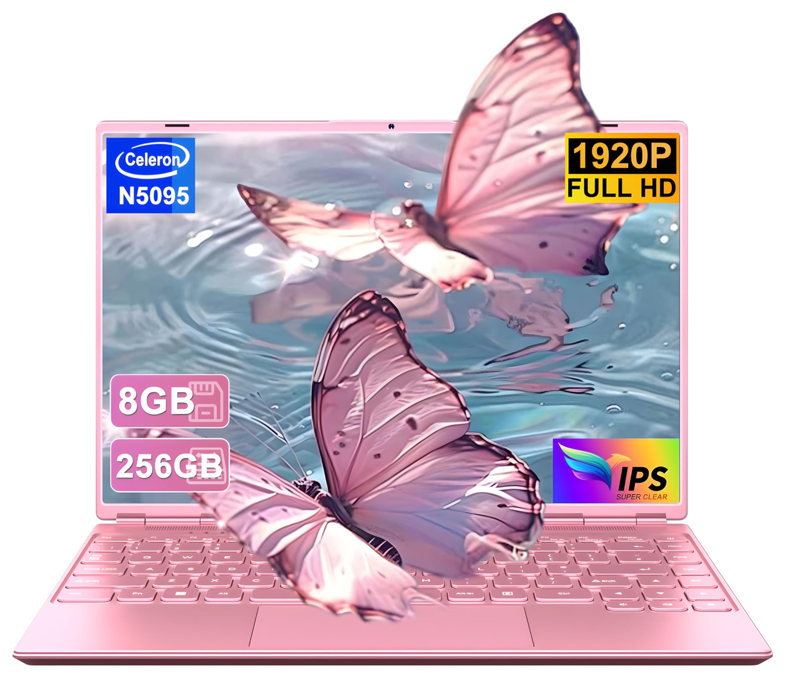 NOTODD Laptop 14" 8GB+256GB SSD Celeron N5095 Up to 2.9 GHz Win 11 Laptop Support 512GB TF 1TB SSD Expand Notebook Support 5G WiFi丨BT 4.2丨Cooling Fan丨1920*1200丨Mouse and Keyboard Protector-Pink