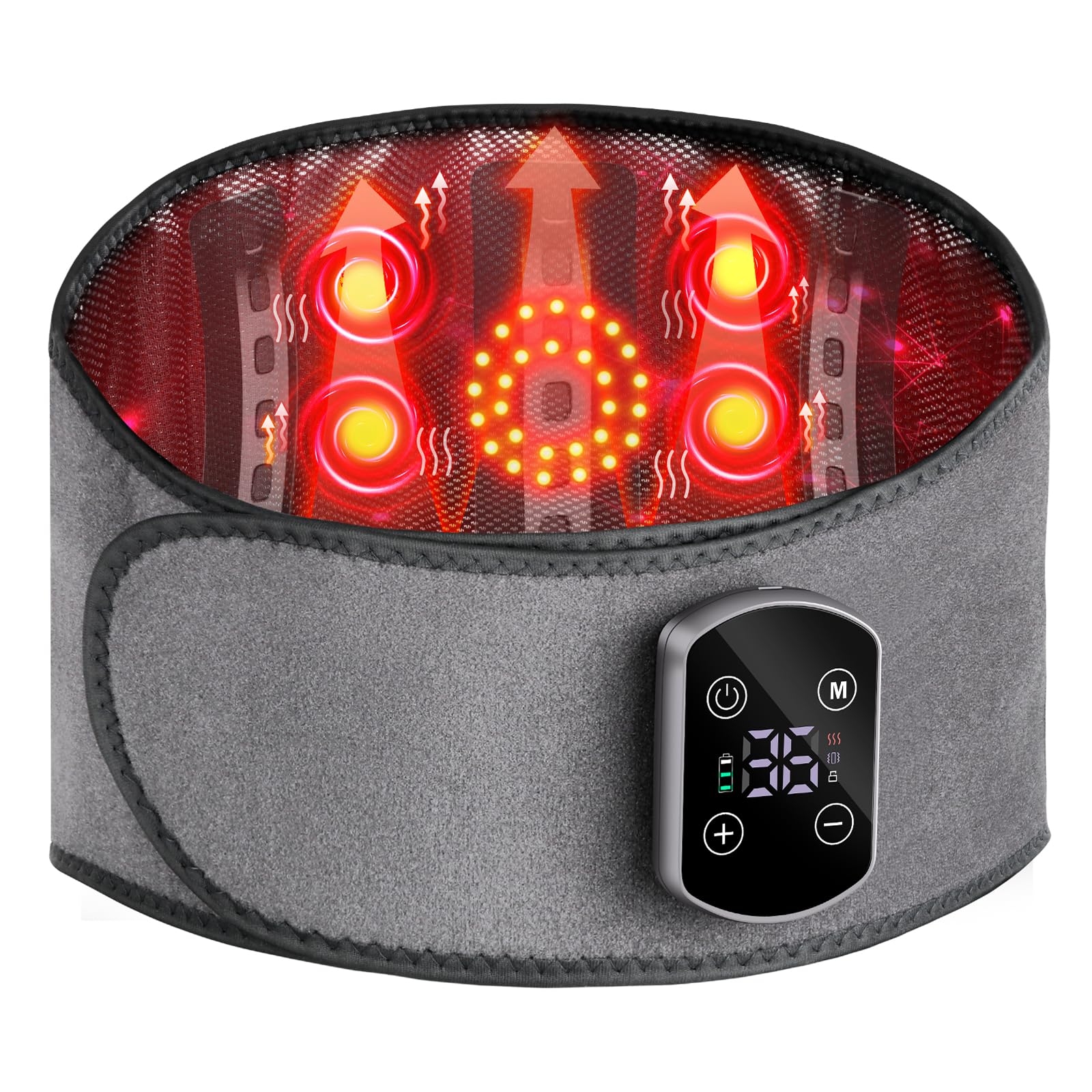 Gelpacks Direct Cordless Heating Pad for Back Pain Relief, Lumbar Massaager with Heat, Heated Back Belt Abdomen Warmer Lumbar Support, Rechargeable Heating Massage