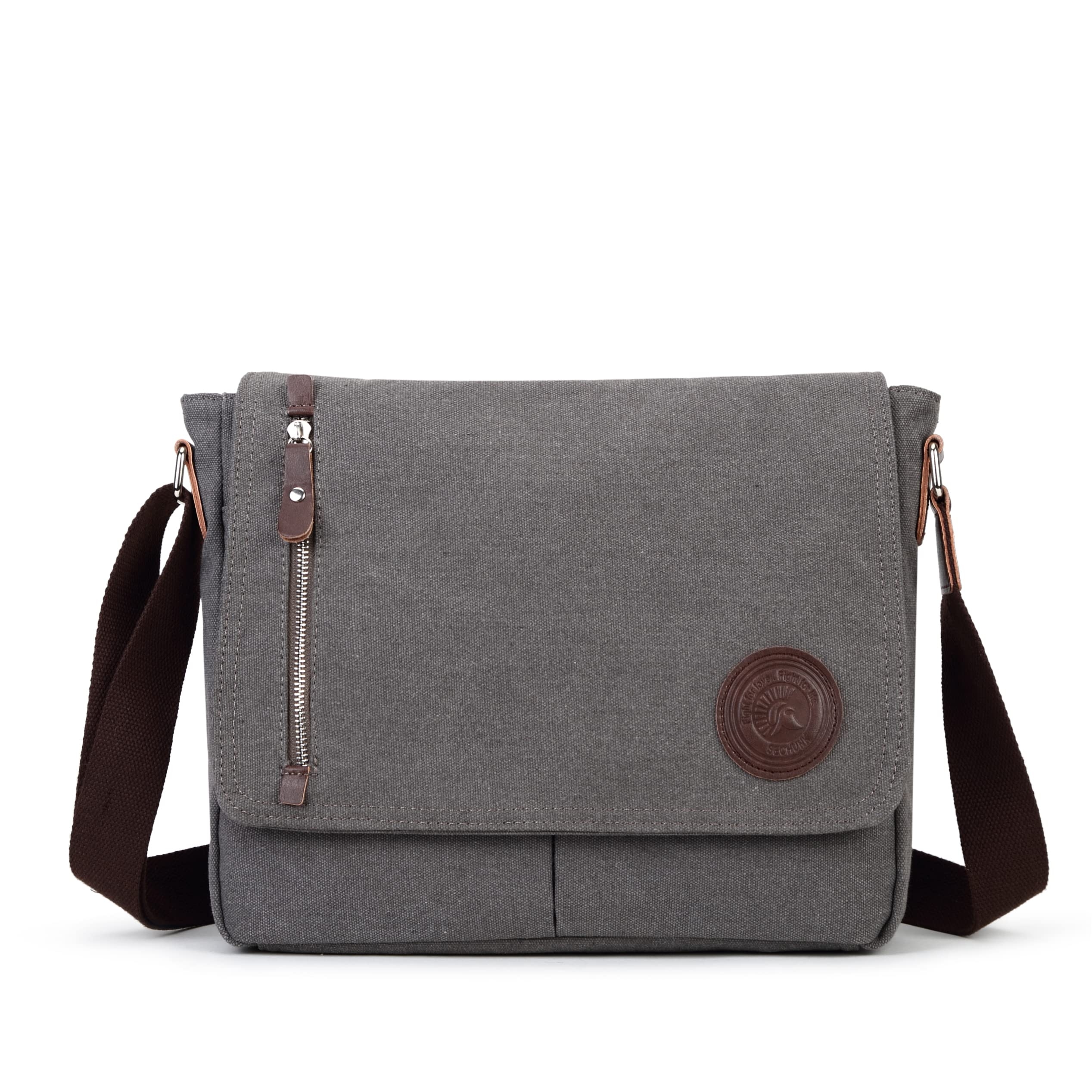 Sechunk Canvas Small Messenger Bag Vintage Shoulder bag Everyday Purse Crossbody bag for men women