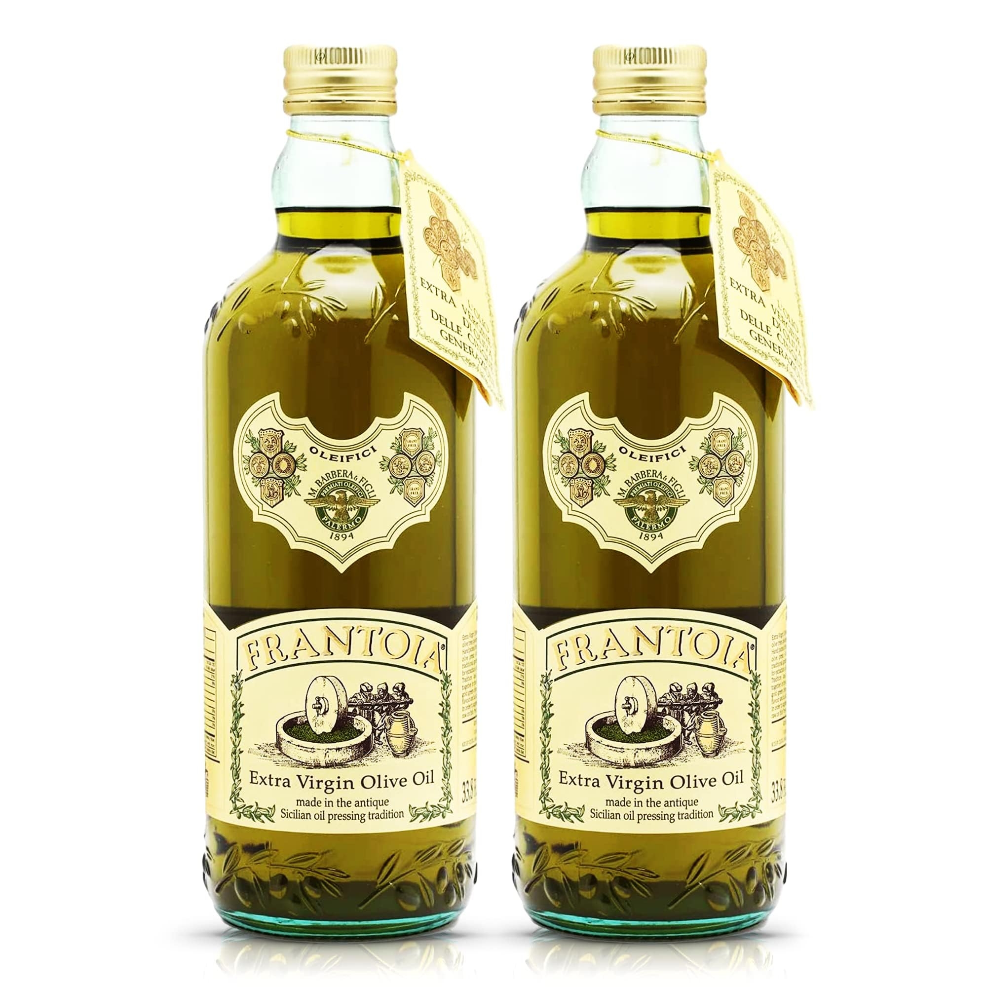 Frantoia Extra Virgin Olive Oil from Italy - Fruity, Unfiltered, Cold Extracted Authentic Sicilian Olive Oil - Fresh Harvest, Imported From Italy - 33.8 fl oz - Pack of 2