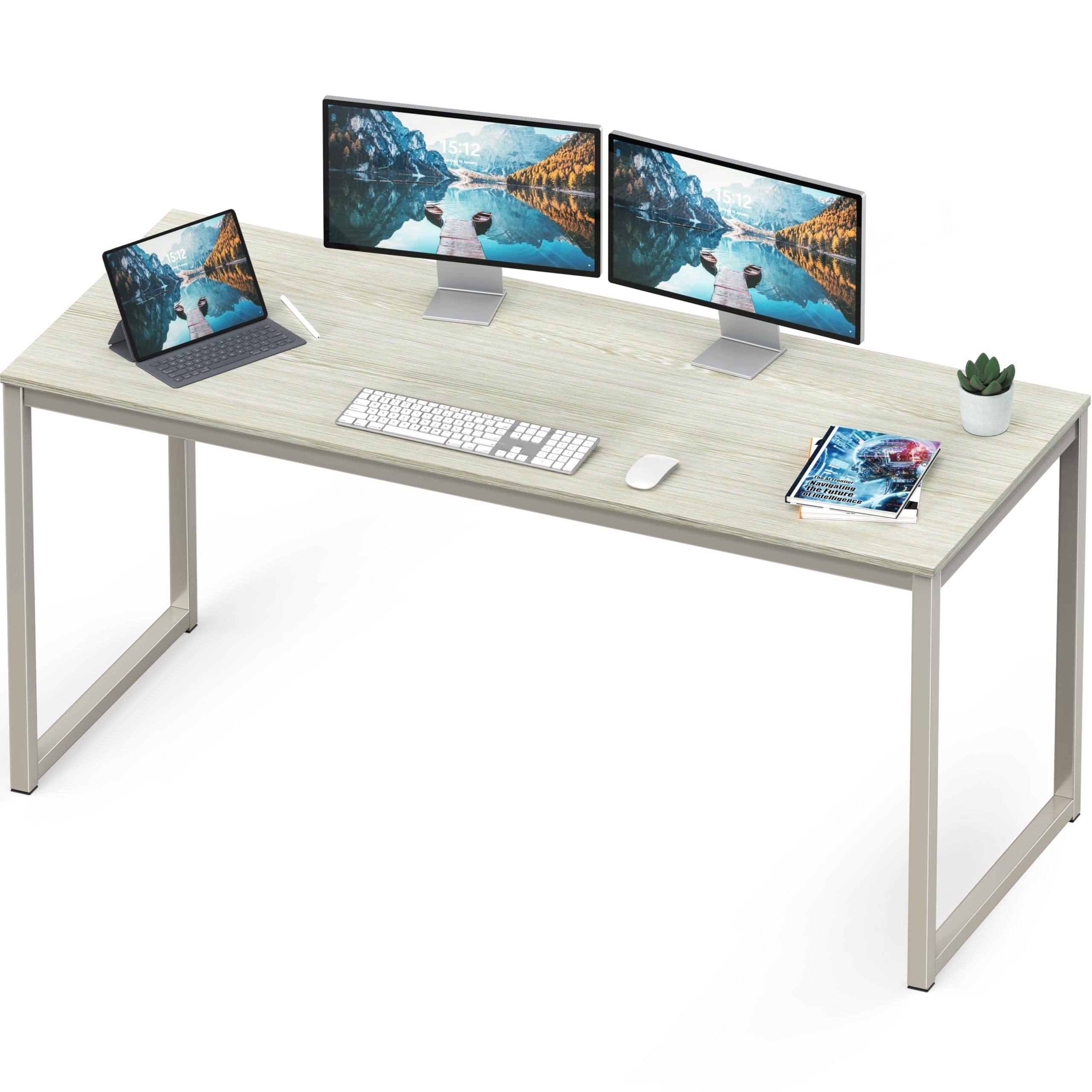 SHW Mission 55-Inch Home Office Computer Desk, Maple