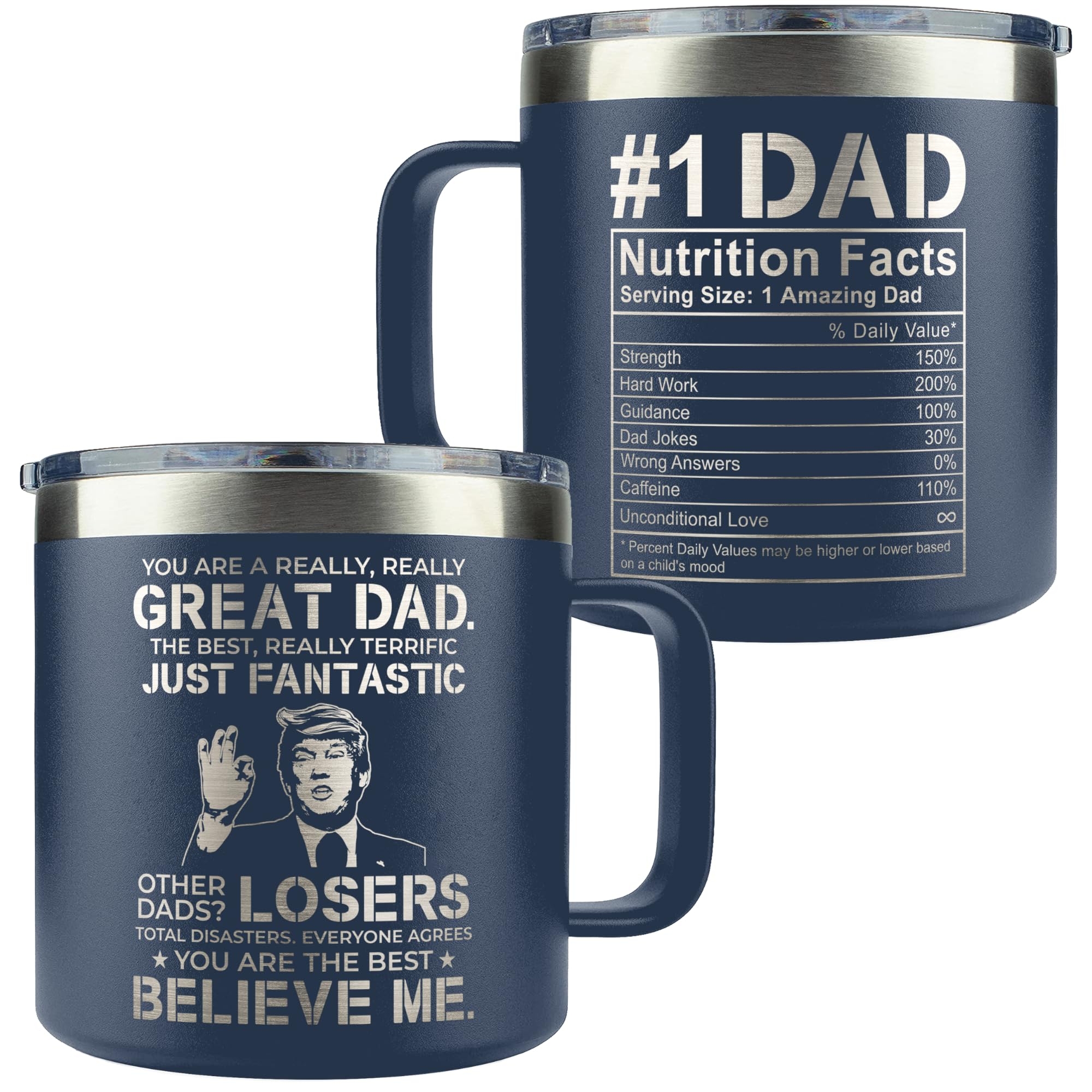 KATLADIZ Gifts for Dad from Daughter, Son, Kids - Fathers Day Gift for Dad - Birthday, Father's Day, Christmas Gifts for Dads - New Papa Daddy Stepdad Father Gift Ideas - 14 Oz Navy Coffee Mug
