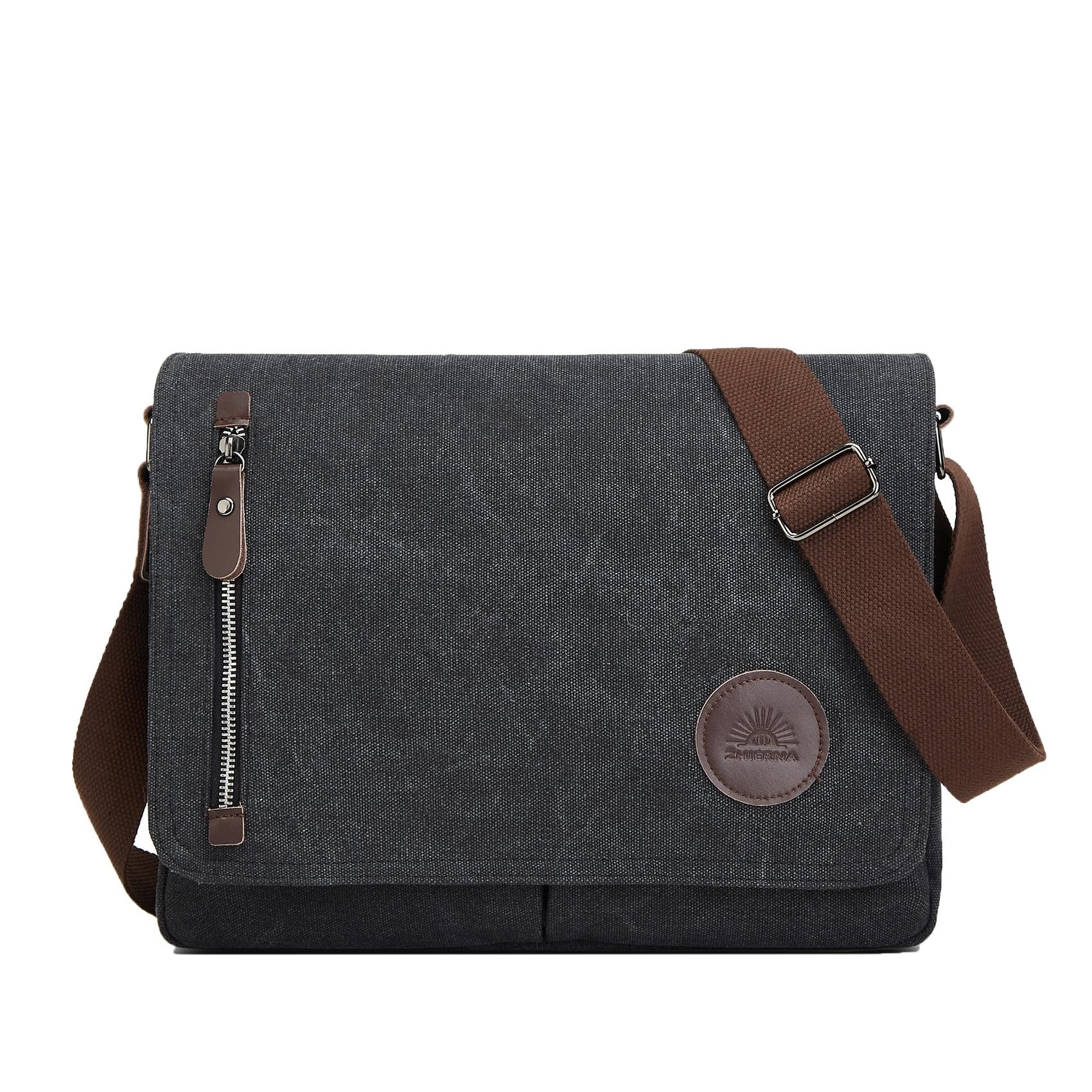 ZHIERNA Canvas Satchel Messenger Bag for Men Women, Vintage Shoulder Crossbody 13.3" Laptop Bag for Work Travel