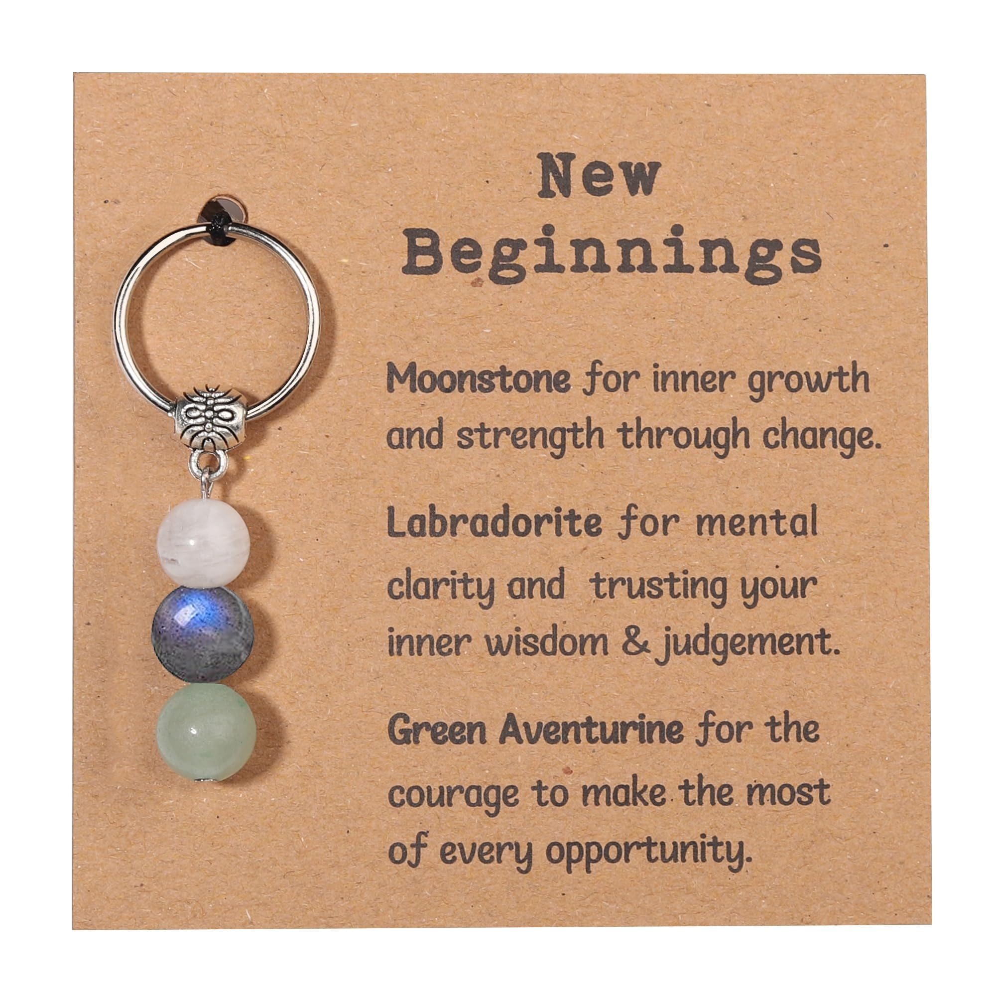 GINAZL Natural Crystals Keychain Gift for New Beginnings, Small Healing Stones Keychain for Anxiety Relief. Healing Crystals