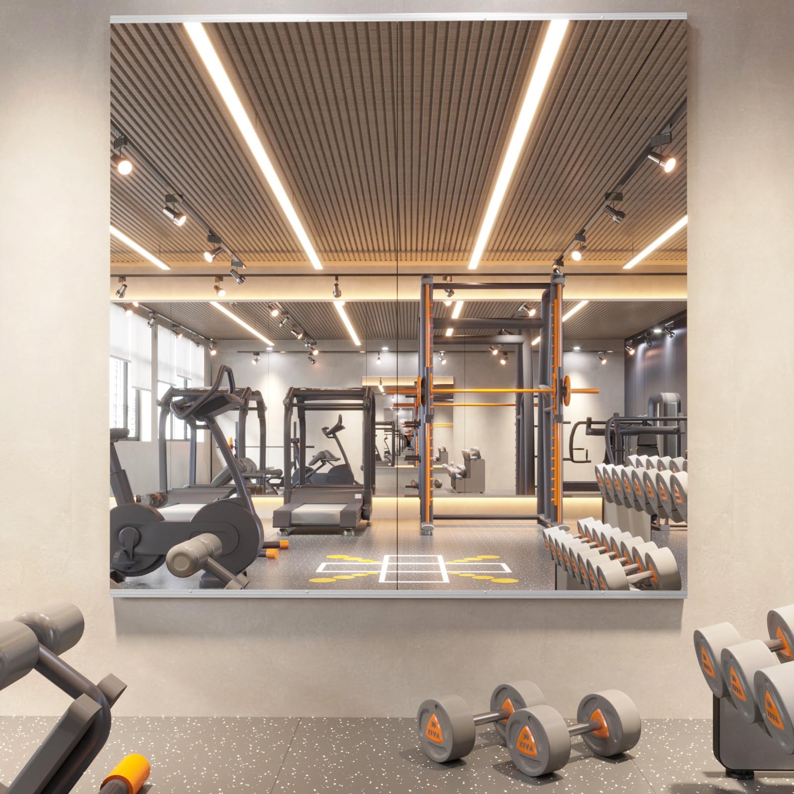 pertetey Home Gym Mirror, 48X24 Inch(2Pack) Wall Mounted Large Frameless Tempered Glass Mirror, Idea for Gym, Yoga, Bedroom, Dance Studio, Living Room