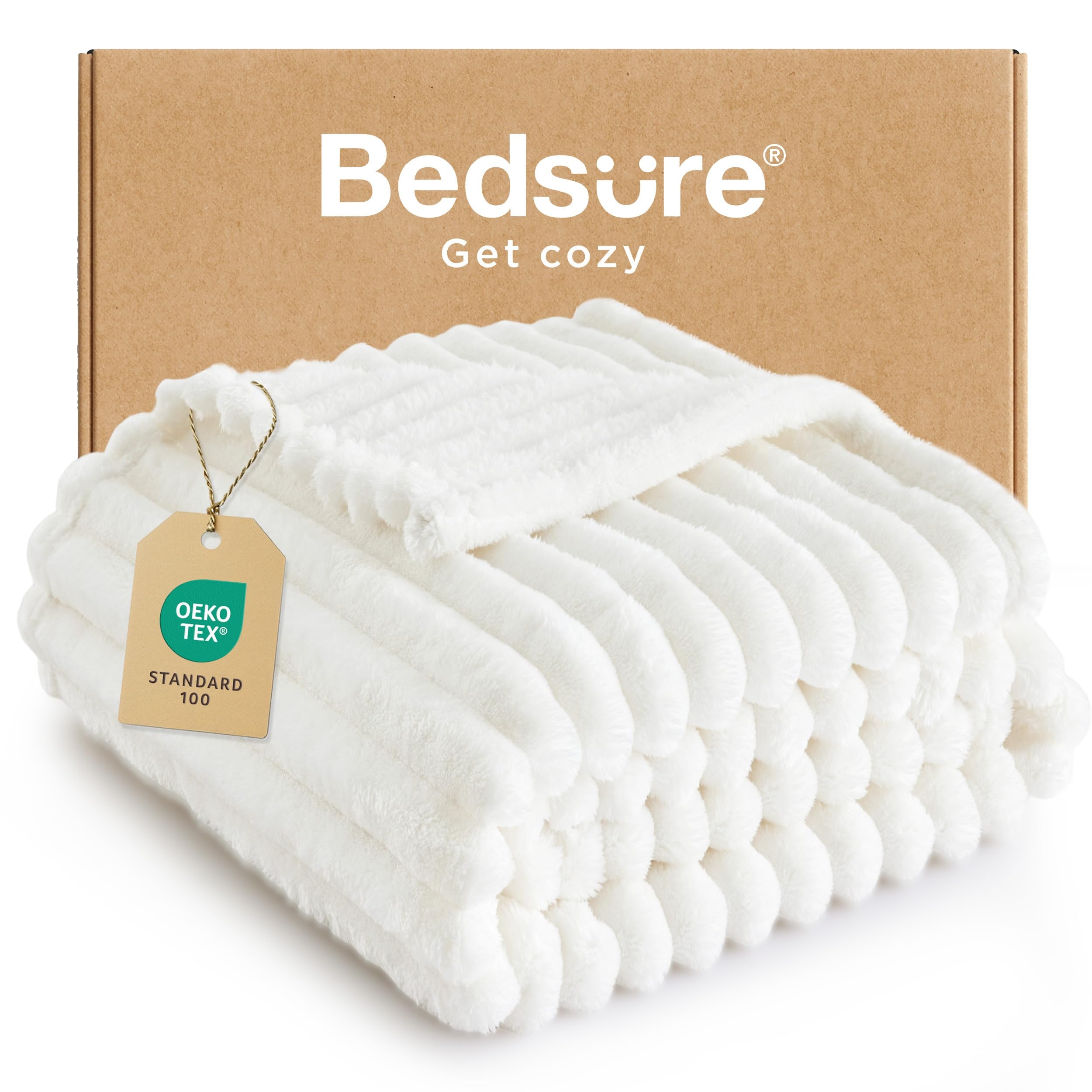 Bedsure White Throw Blanket for Couch - GentleSoft Cozy Soft Blankets for Women, Cute Small Fleece Throws for Girls, House Bedroom Decor Aesthetic Gift for Women, Off White, 50x70 Inches