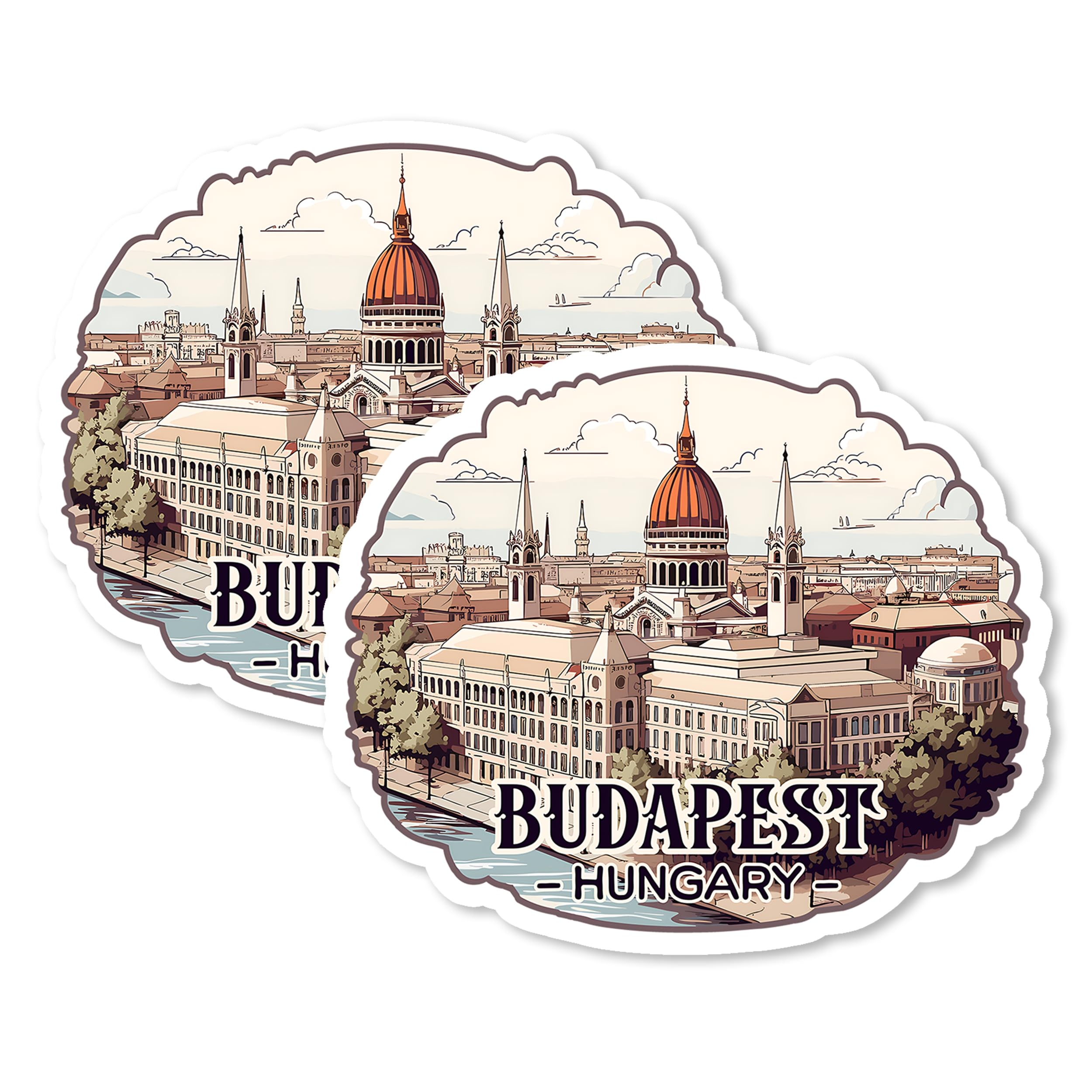 Budapest Hungary Travel Magnet 4 Inch 2-Pack – Strong Vinyl Decorative Travel Magnets for Fridge Locker Kitchen Office – Cute Fun Aesthetic Cool Durable & Long-Lasting Souvenir ID44999