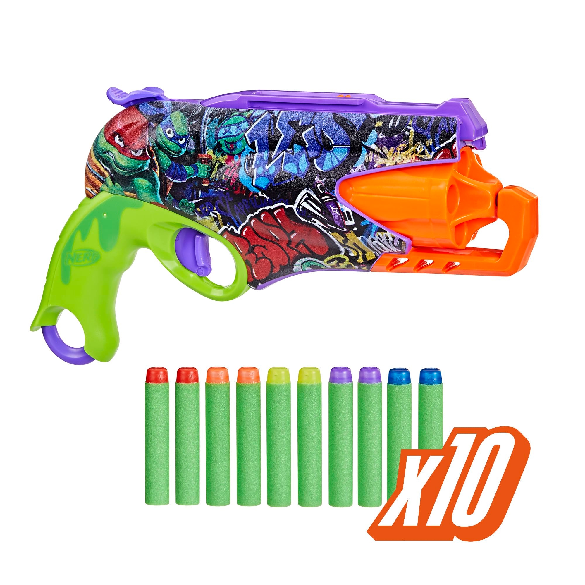 Nerf Teenage Mutant Ninja Turtles Blaster, 10 Elite Darts, Toy Foam Blasters, Ages 8 and Up