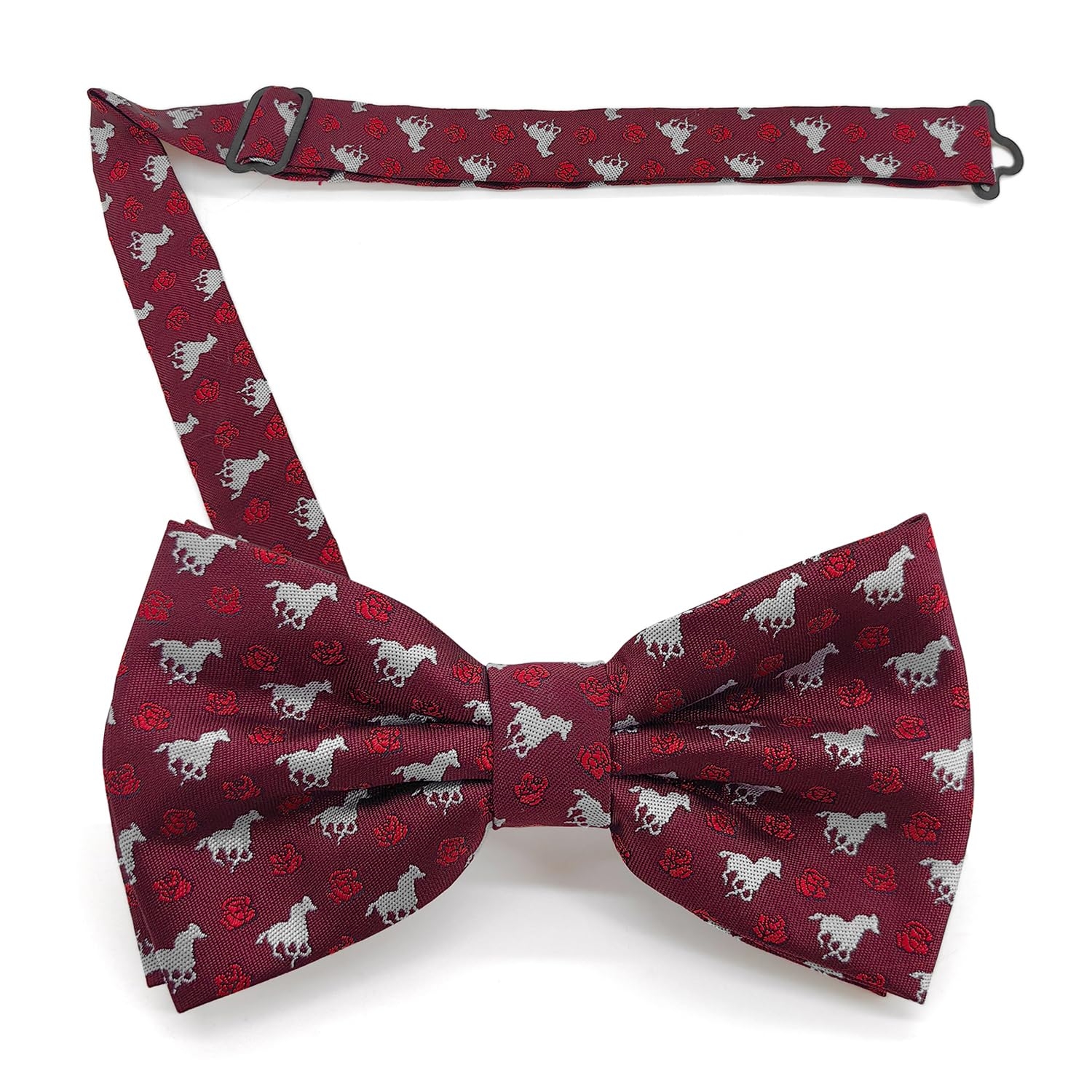 KOOELLE Black Bow Ties For Men Horseshoe Jacquard Bow Tie Horse Racing Festival bowtie Party