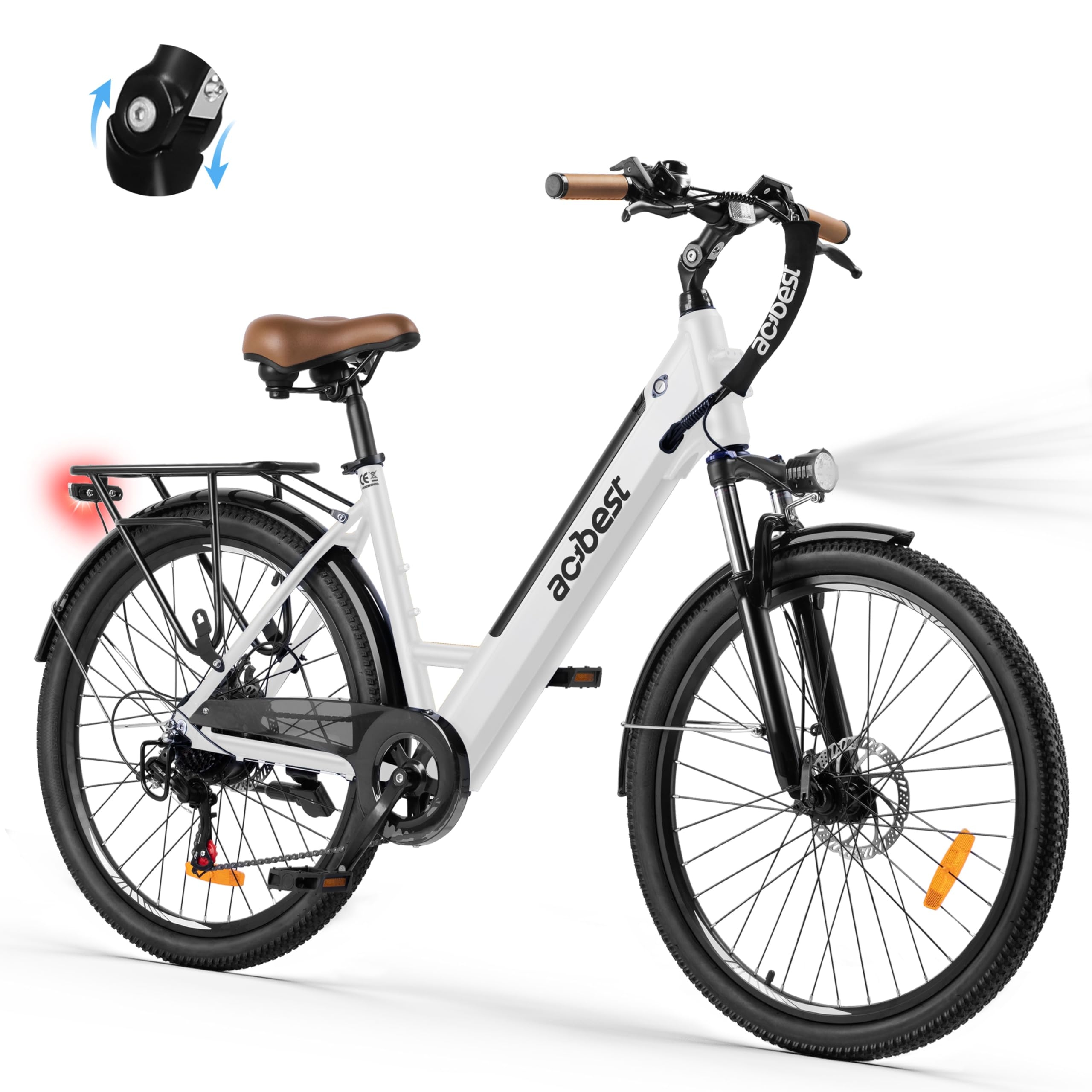 ACTBEST Core Electric Bike for Adults - 468Wh Removable Battery, 26 inch Step Thru Electric Bicycle, Peak 750W Brushless Motor Cityrun Ebike, with 7 Speed, Up to 50 Miles, E-Bikes